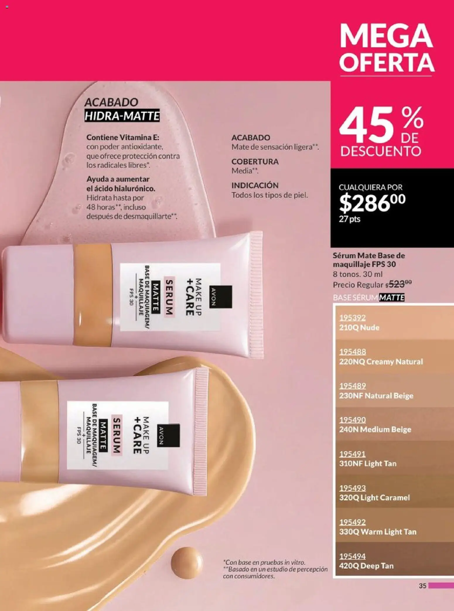 Nuevas ofertas de AVON válidas en toda la República Mexicana desde el 20.12.2025. ¡Encuentra las mejores ofertas en AVON campaña 1 2026! | Página: 40 | Productos: Base de maquillaje, Serum, Mate, Maquillaje