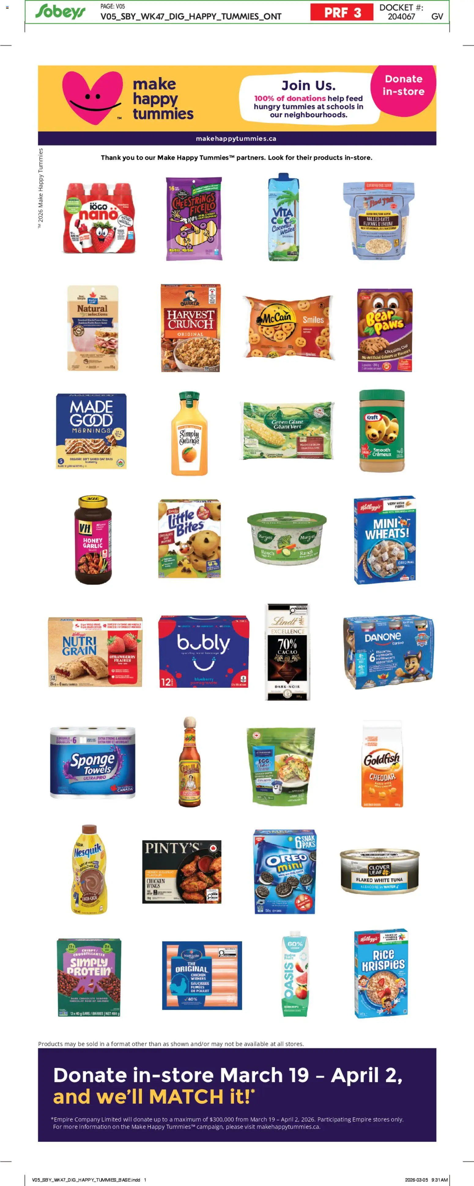 Sobeys flyer valid from 19.03.2026 | Page: 25 | Products: Rice, Sponge, Cheese, Chicken