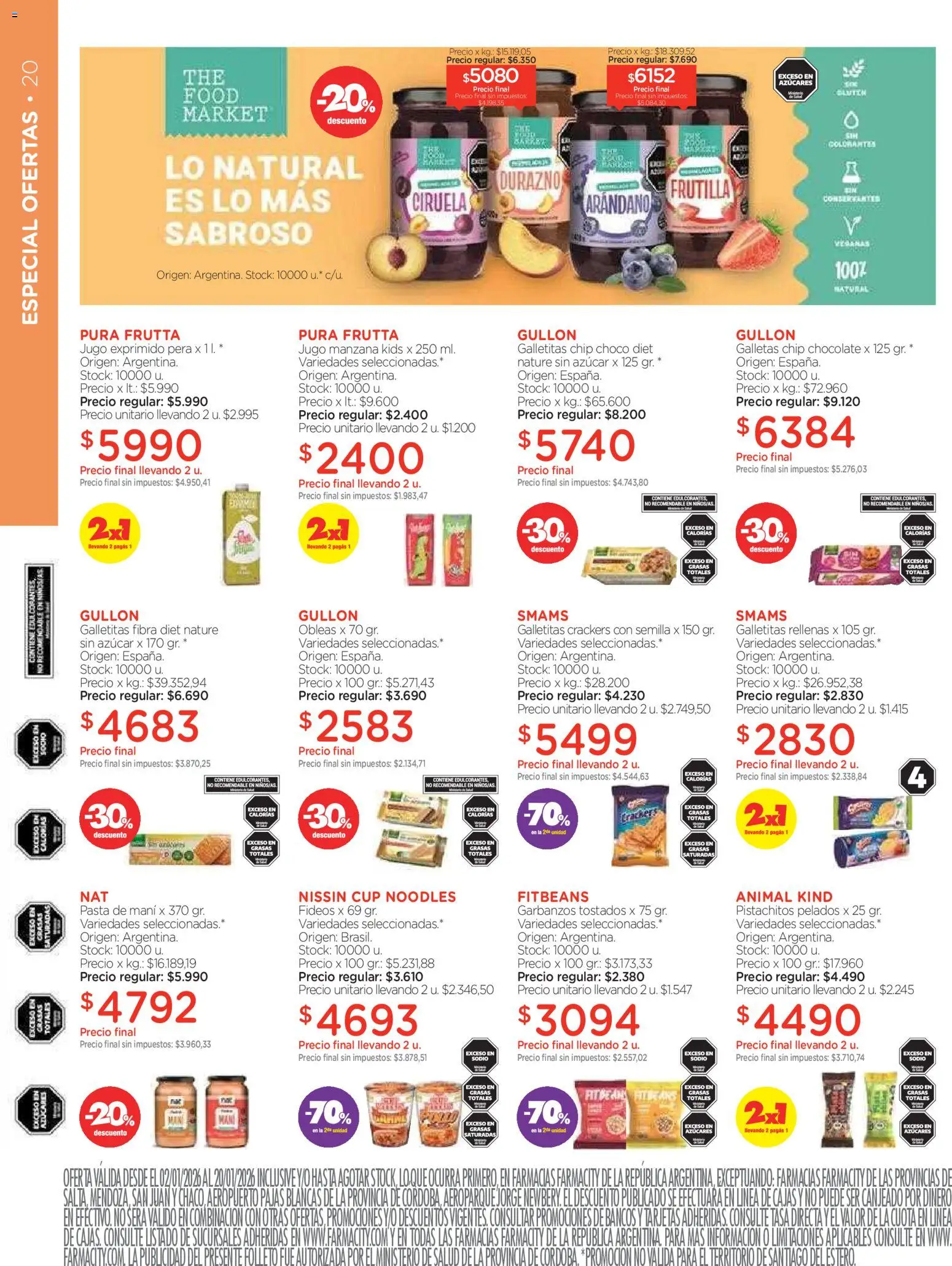 Farmacity catálogo │ válido desde el 02.01.2026 | Página: 20 | Productos: Frutilla, Durazno, Mani, Fideos