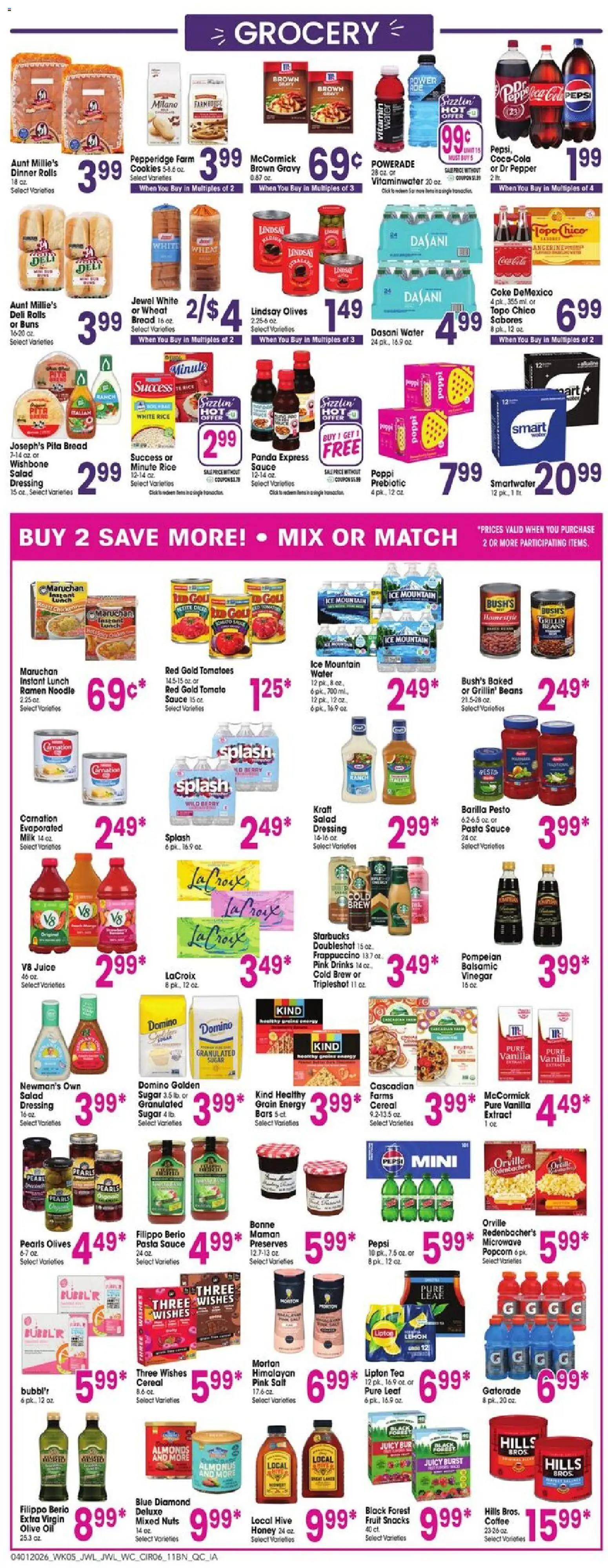 Jewel Osco Weekly Ad - valid from 01.04.2026 | Page: 6 | Products: Tomatoes, Nuts, Cookies, Sauce