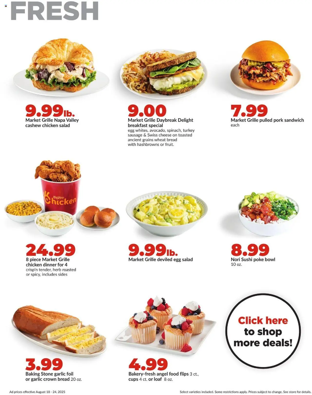 HyVee Weekly Ad - valid from 18.08.2025 | Page: 14 | Products: Cheese, Bread, Salad, Garlic