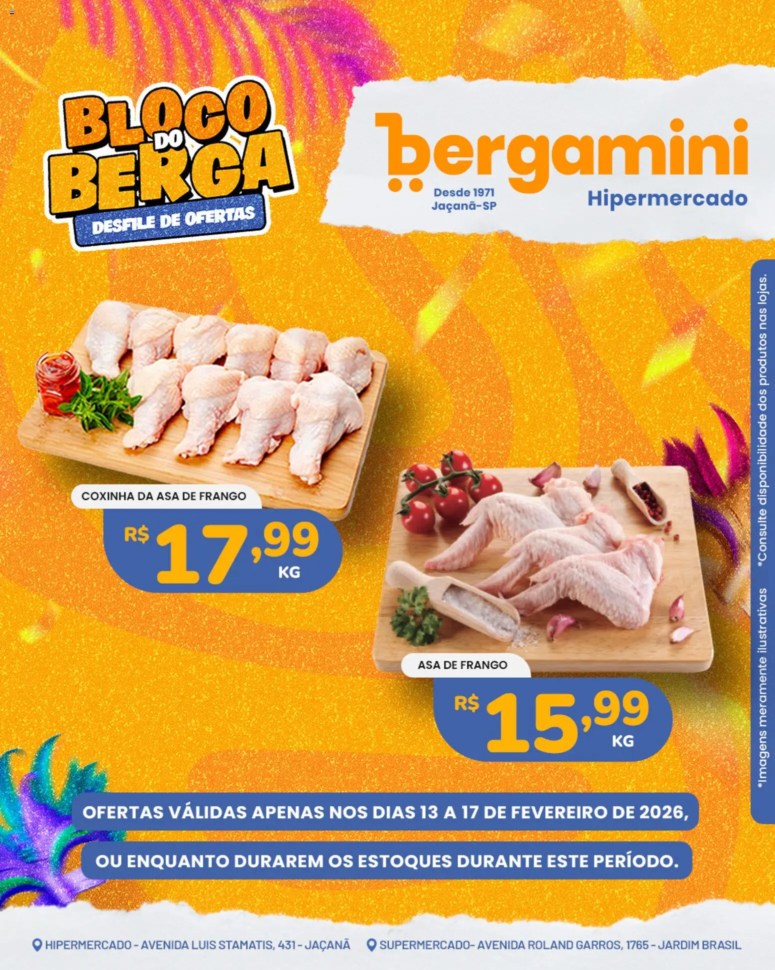 Supermercado Bergamini Folheto - válido de 13.02.2026 | Página: 19 | Produtos: Asa de frango, Frango