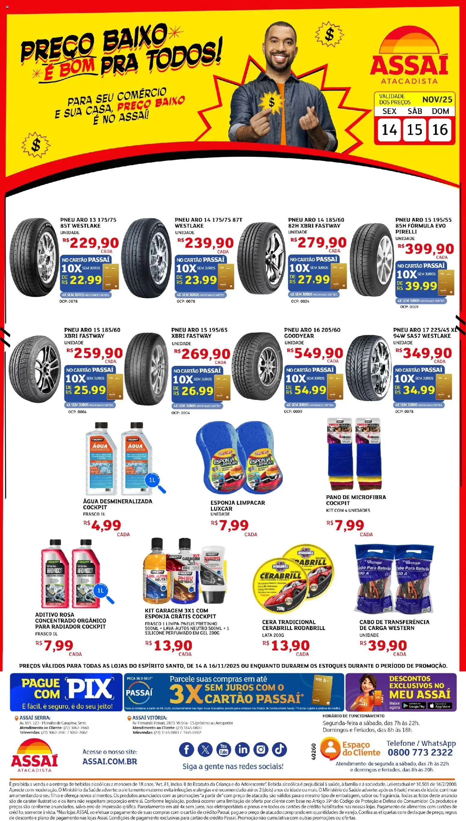 Assaí Atacadista Folheto - válido de 14.11.2025 | Página: 1 | Produtos: Esponja, Base, Cera, Pirelli