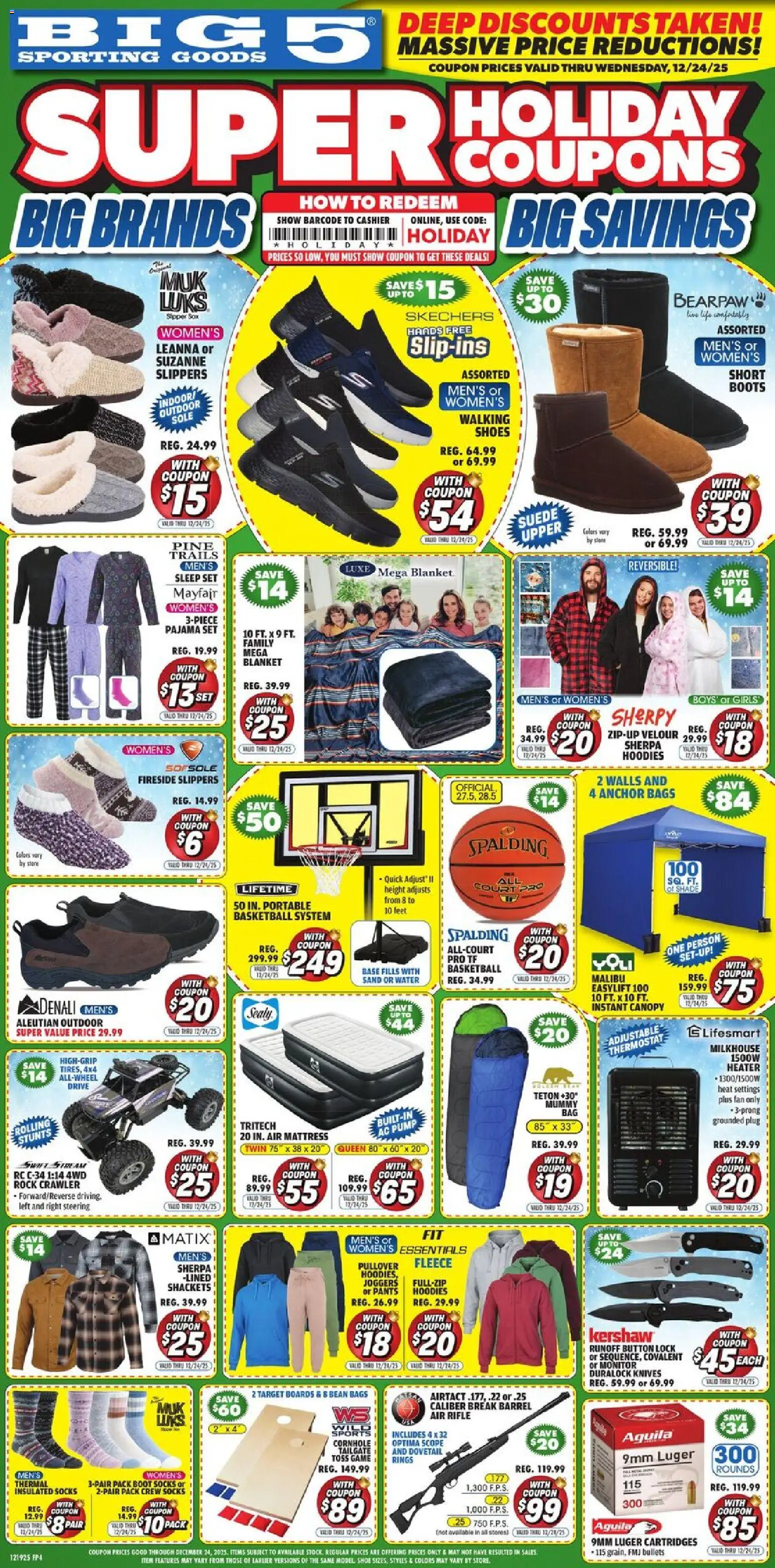 Big 5 Sporting Goods Weekly Ad - valid from 19.12.2025 | Page: 1 | Products: Pump, Pants, Water, Rifle