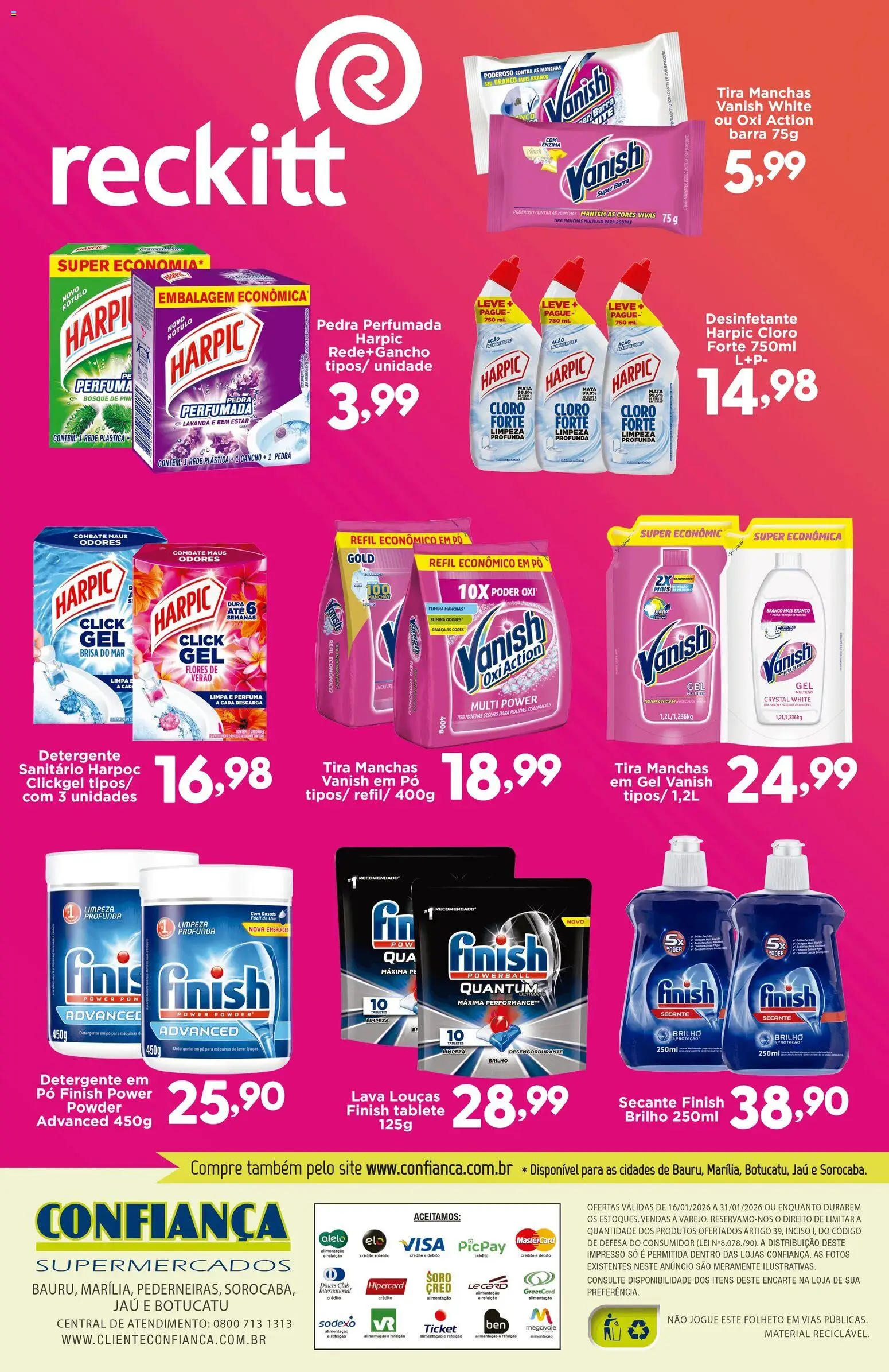 Confiança Folheto - válido de 16.01.2026 | Página: 2 | Produtos: Pó, Tira manchas, Descarga, Desinfetante