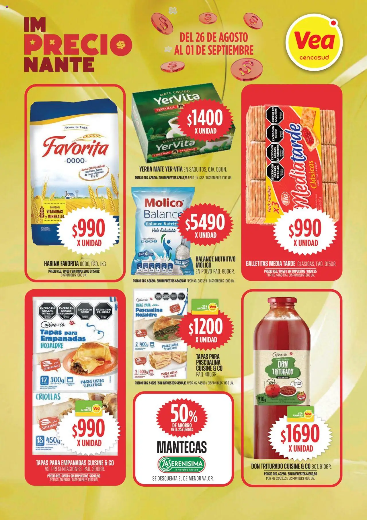 Vea - Oferta imPRECIOnante │ válido desde el 26.08.2025 | Página: 4 | Productos: Vitaminas, Yerba, Polvo, Mate cocido
