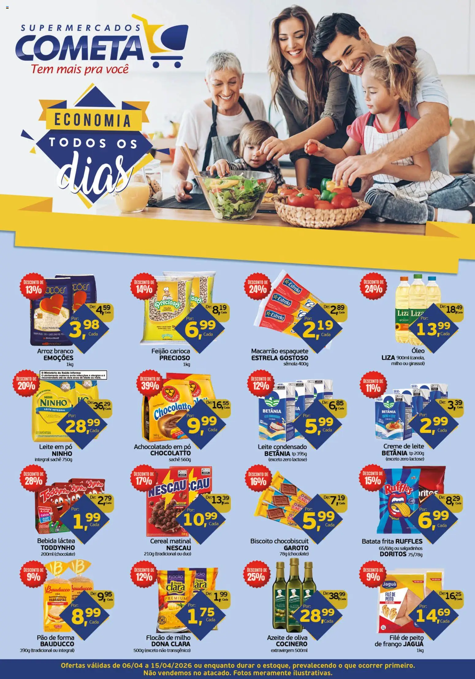 Cometa Supermercados Folheto - válido de 06.04.2026 | Página: 1 | Produtos: Feijão, Lente, Batata, Frango