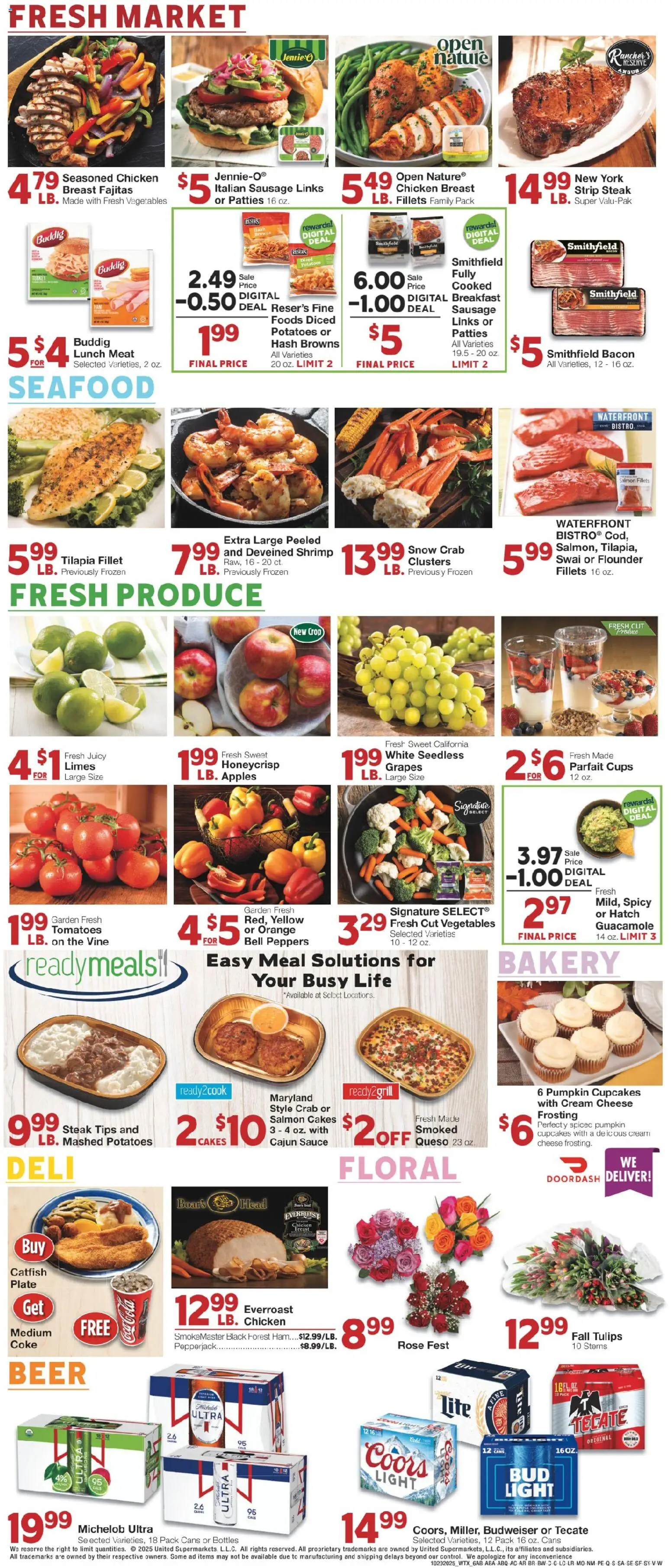United Supermarkets Weekly Ad - valid from 28.10.2025 | Page: 6 | Products: Bakery, Cream, Potatoes, Sausage
