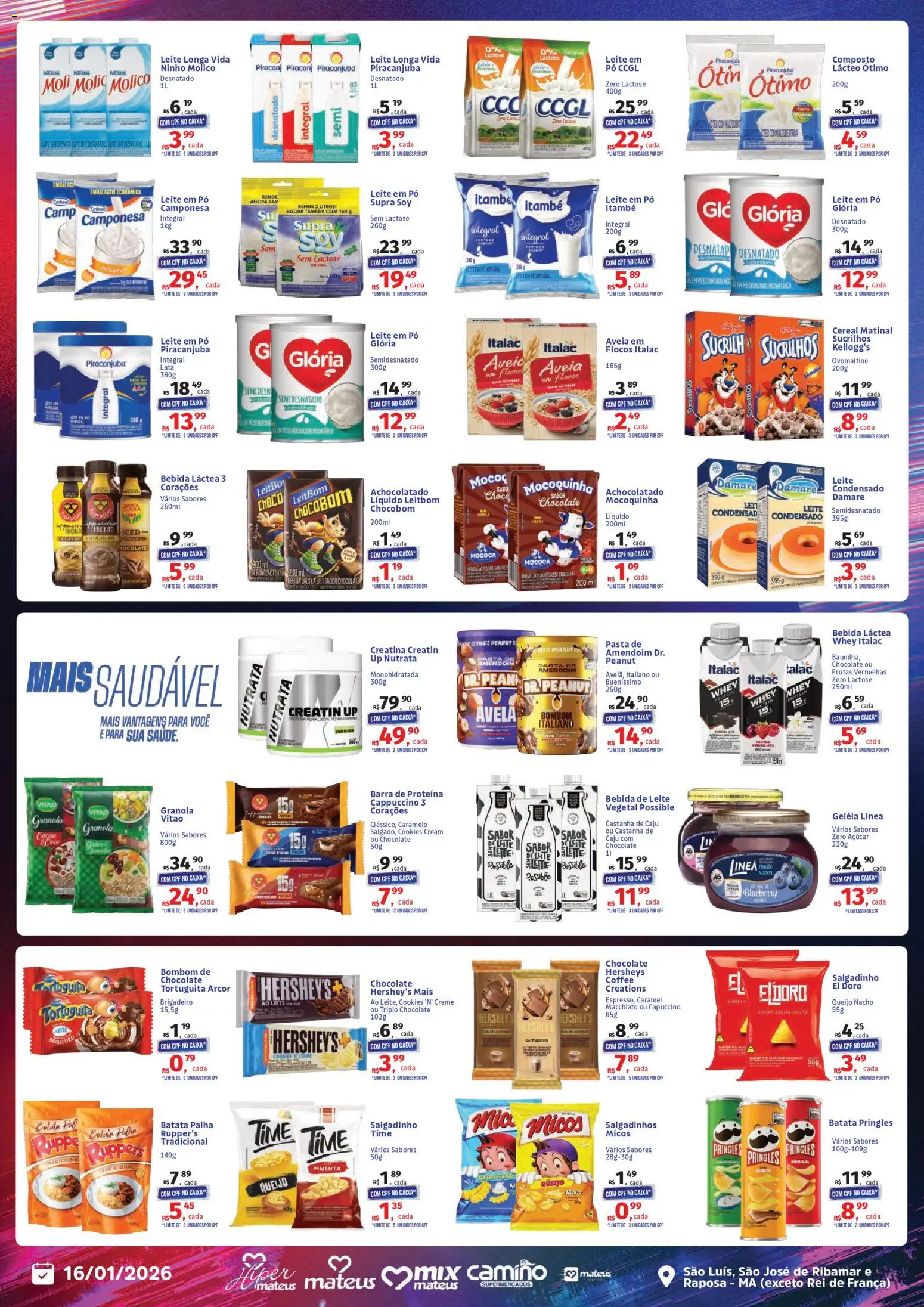 Mateus Folheto - válido de 16.01.2026 | Página: 6 | Produtos: Ferro, Queijo, Sucrilhos, Cookies