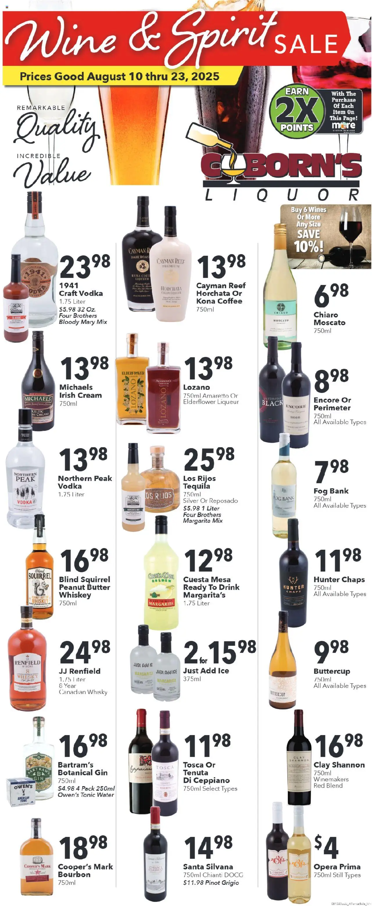 Coborn's Weekly Ad - valid from 10.08.2025 | Page: 3 | Products: Coffee, Gin, Vodka, Water