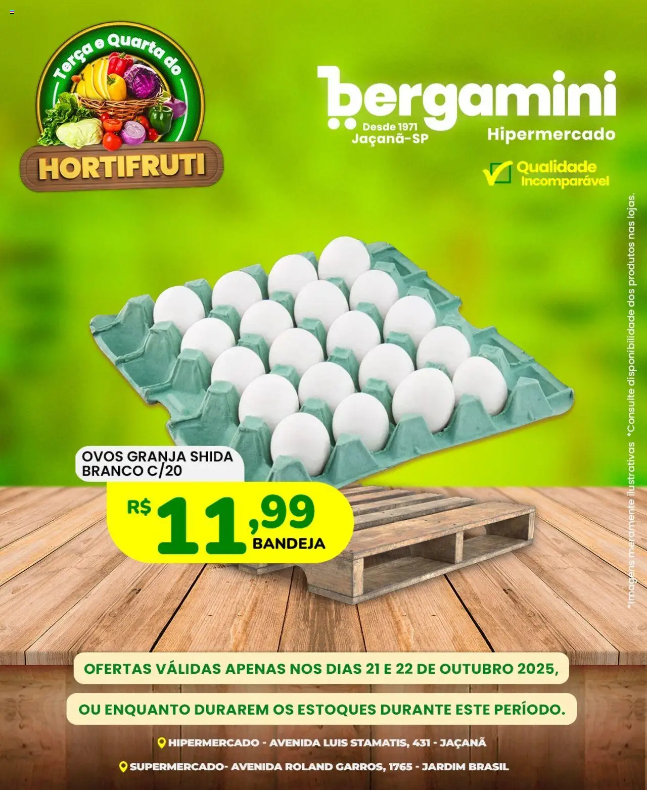 Supermercado Bergamini Folheto - válido de 21.10.2025 | Página: 12 | Produtos: Ovos, Bandeja
