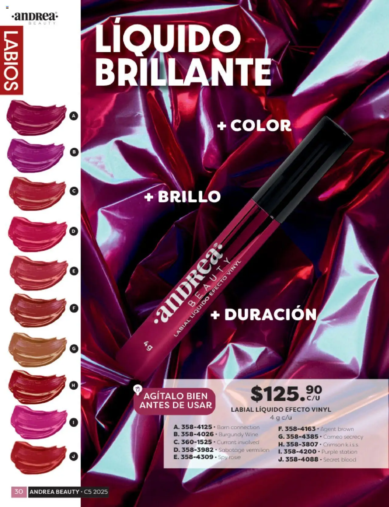Nuevas ofertas de Andrea válidas en toda la República Mexicana desde el 24.08.2025. ¡Encuentra las mejores ofertas en Andrea - Catálogo Beauty Campaña 5! | Página: 30 | Productos: Brillo