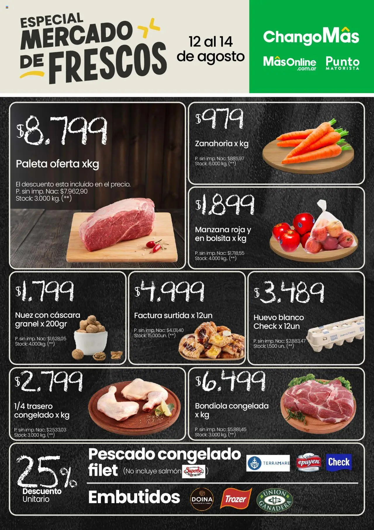 Changomas Mercado de Frescos │ válido desde el 12.08.2025 | Página: 1 | Productos: Paleta, Huevo, Nuez, Zanahoria