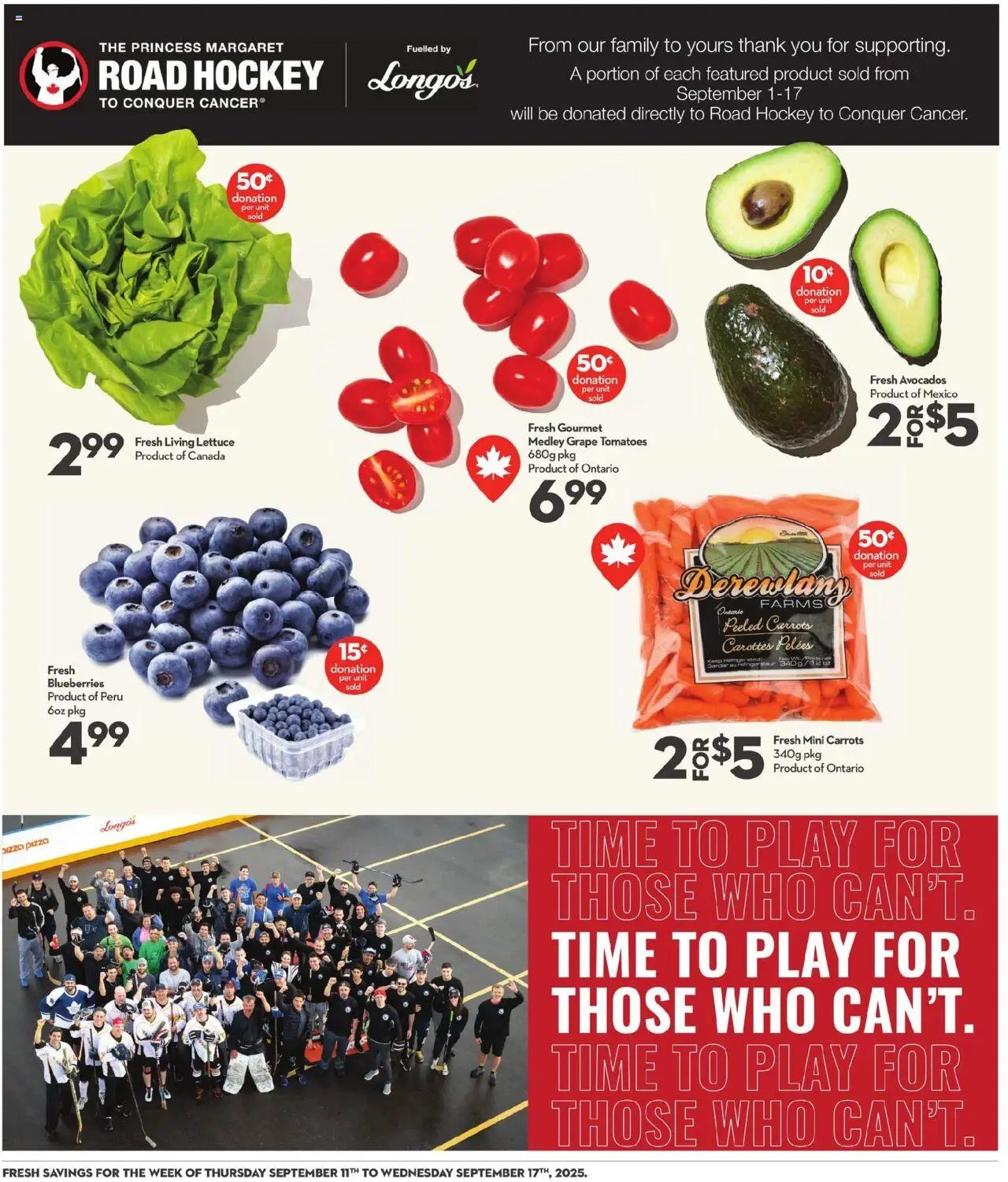 Longo's flyer valid from 11.09.2025 | Page: 4 | Products: Pizza, Tomatoes