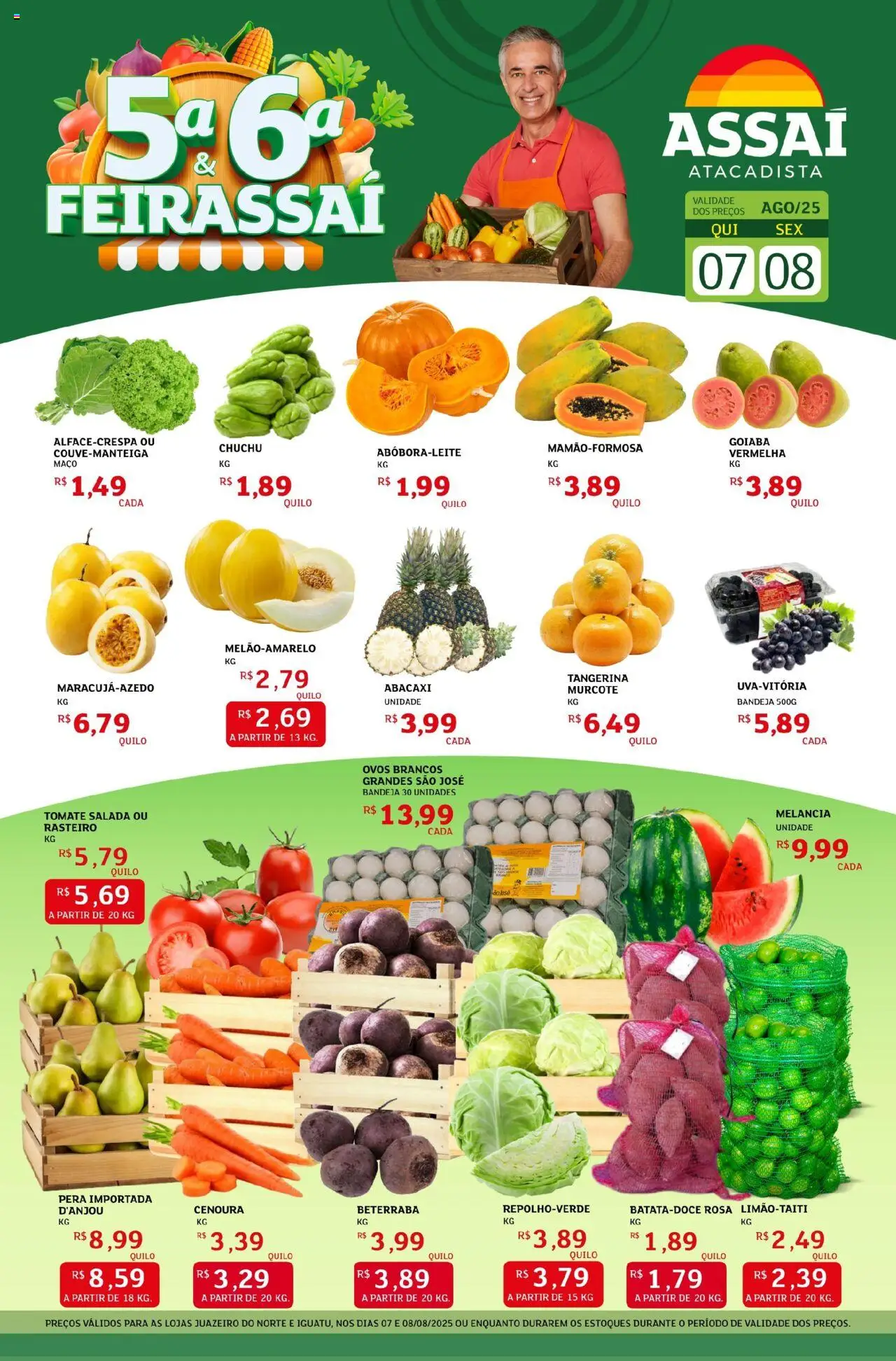 Assaí Atacadista Folheto - válido de 07.08.2025 | Página: 1 | Produtos: Melancia, Beterraba, Cenoura, Salada