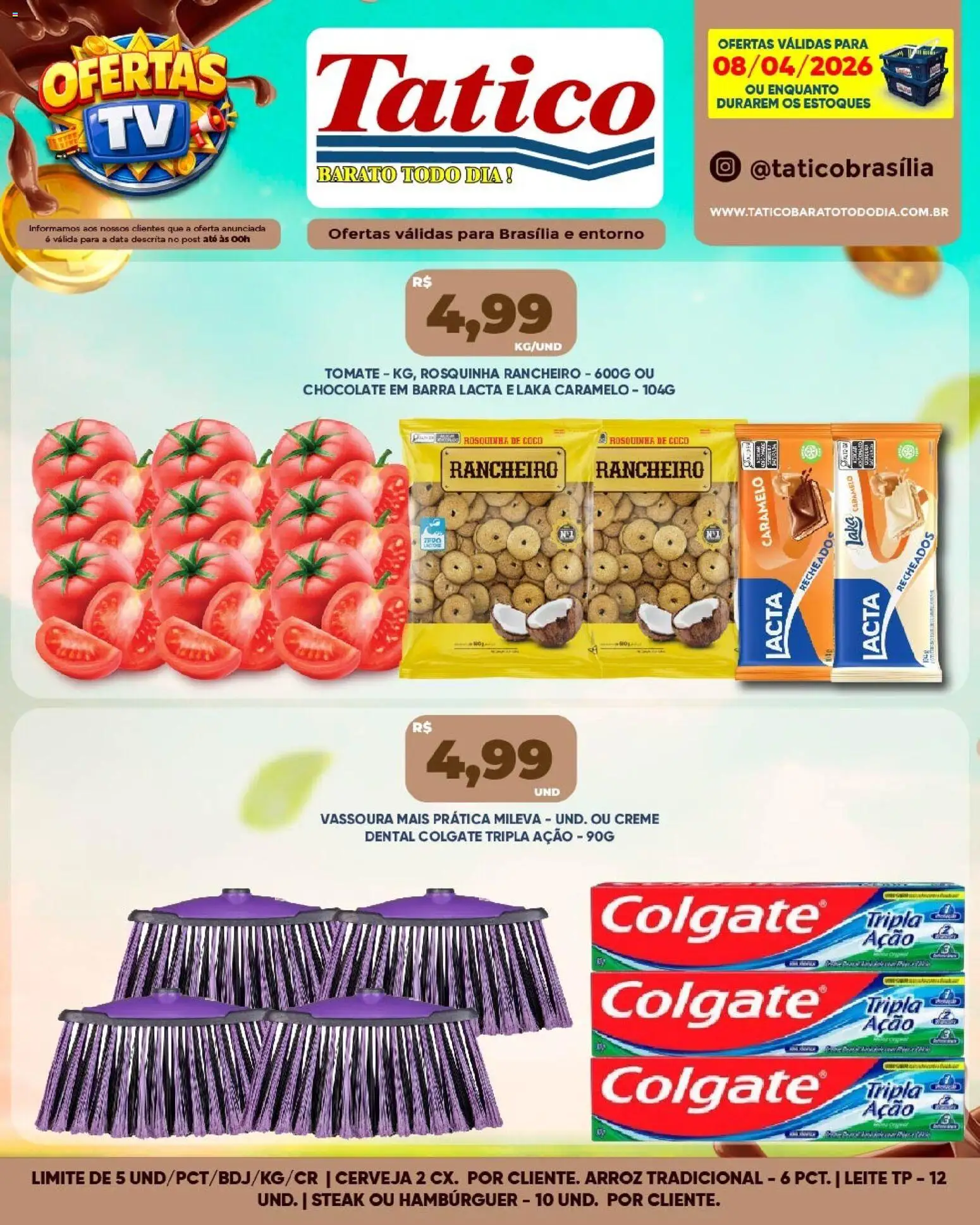 Tatico Folheto - válido de 09.04.2026 | Página: 38 | Produtos: Leite, Creme, Hambúrguer, Vassoura