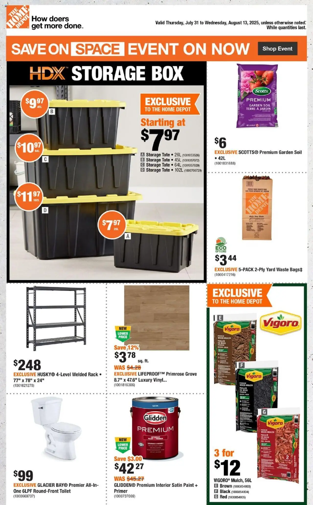 Home Depot flyer valid from 31.07.2025 | Page: 1 | Products: Box