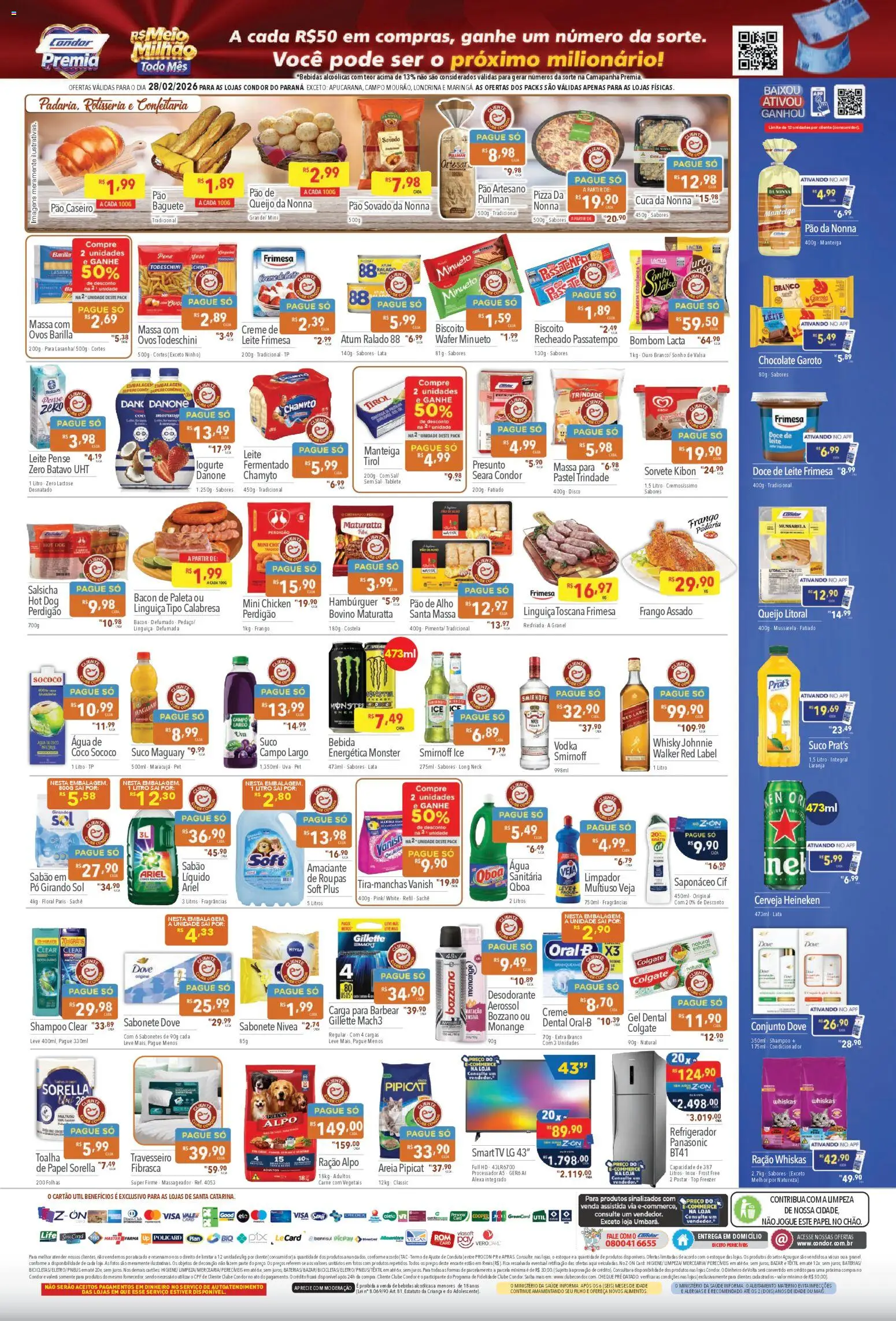 Supermercados Condor Folheto - válido de 28.02.2026 | Página: 2 | Produtos: Lente, Processador, Hambúrguer, Doce de leite