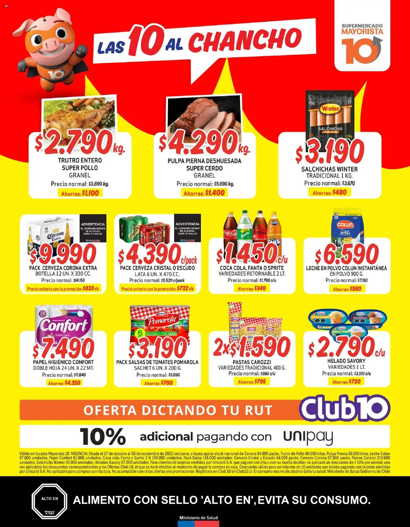 Mayorista 10 Ofertas │ válido desde el 27.10.2025 | Página: 1 | Productos: Pollo, Cerveza, Tomates, Helado