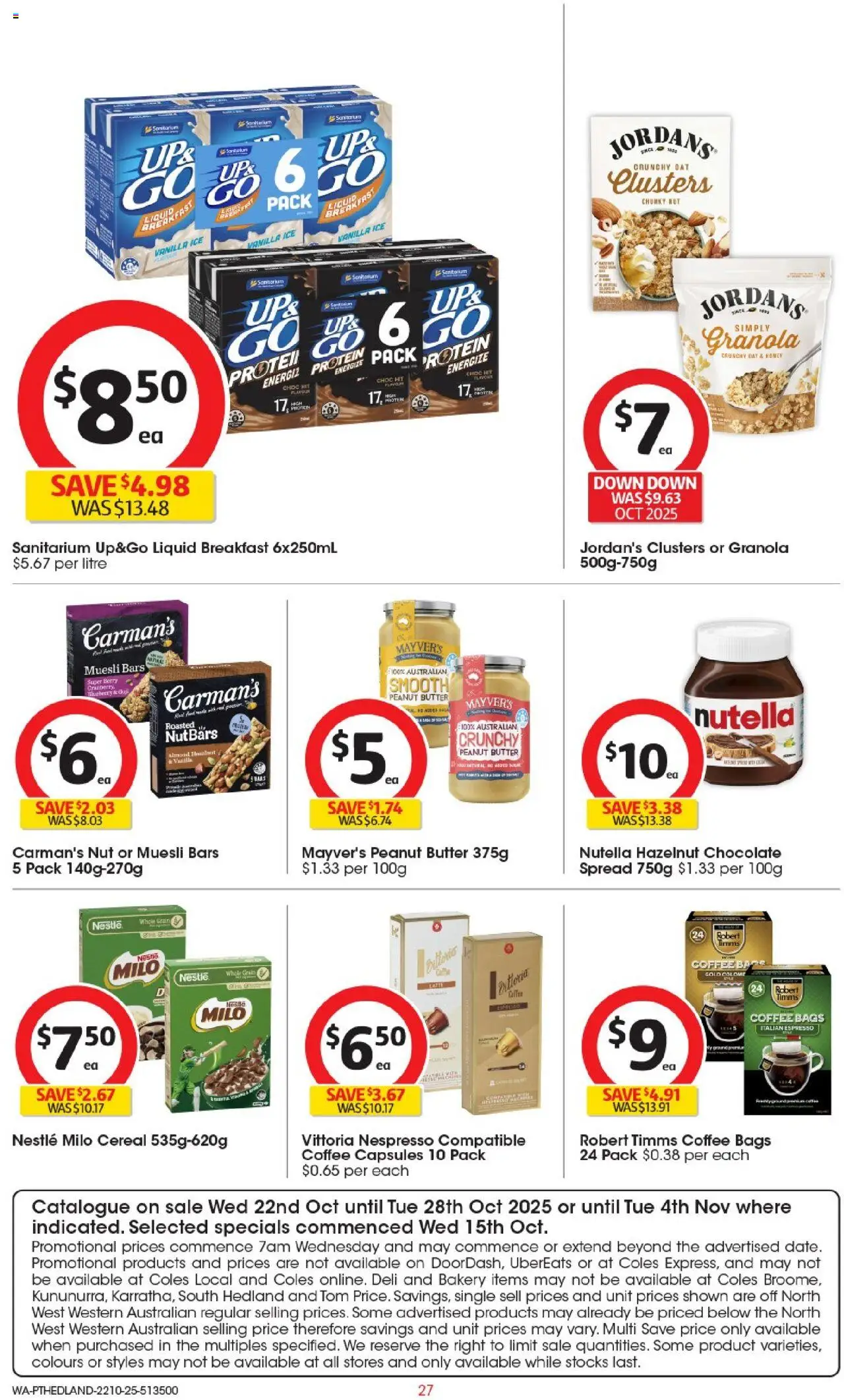 Coles catalogue - valid from 22.10.2025 | Page: 28 | Products: Butter, Chocolate, Cereal, Grill
