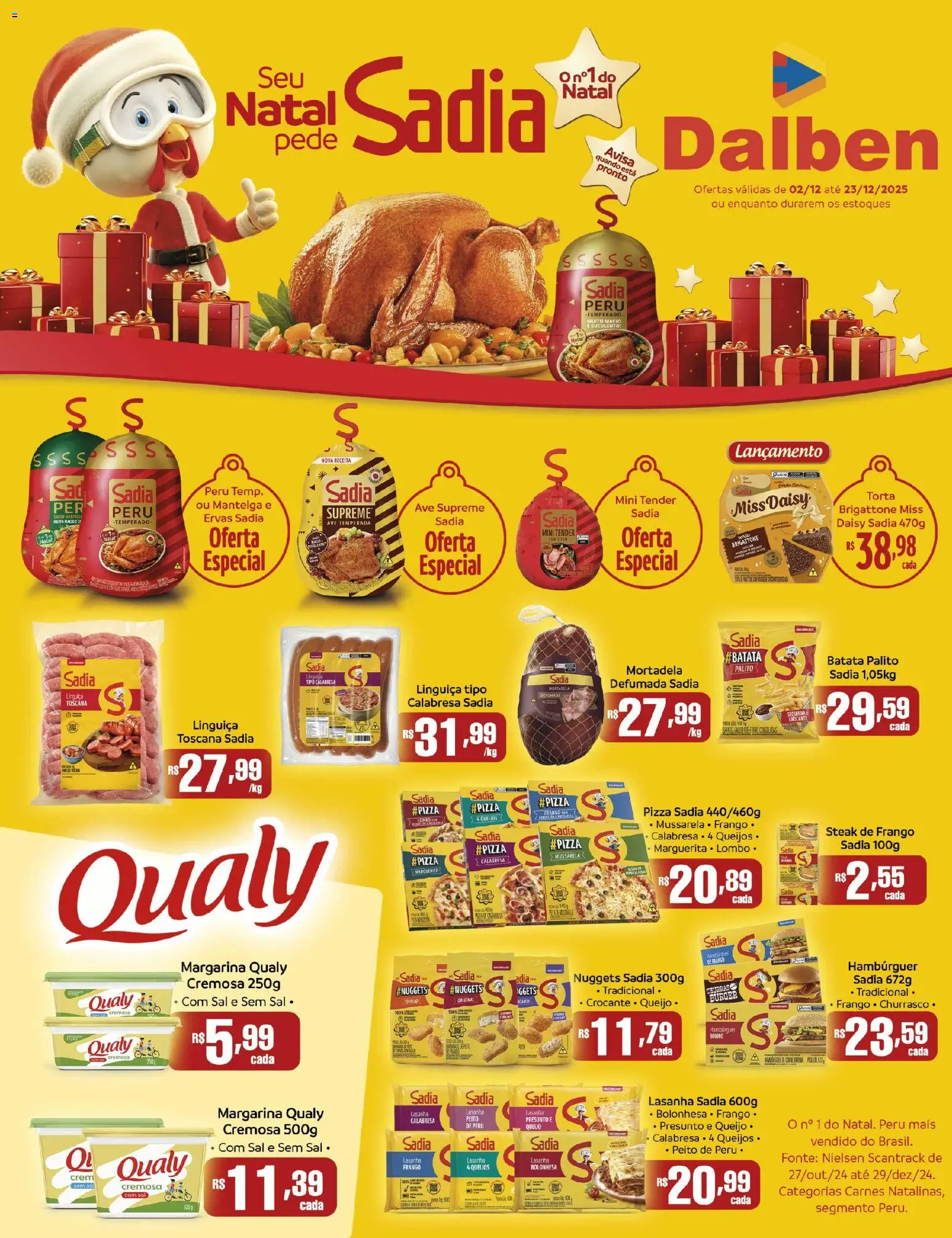 Supermercado Dalben Folheto - válido de 02.12.2025 | Página: 1 | Produtos: Hambúrguer, Sal, Frango, Mussarela