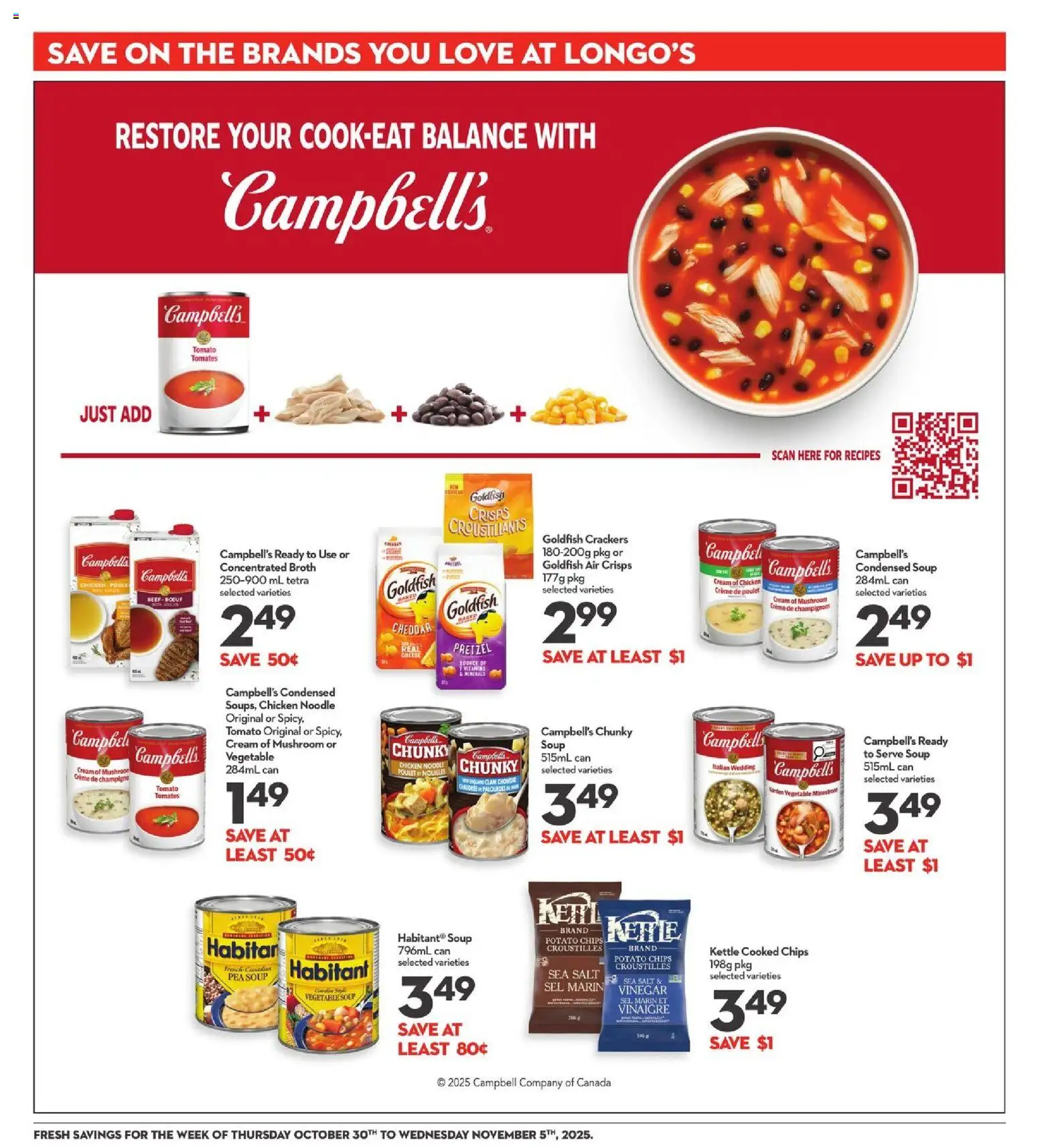 Longo's flyer valid from 30.10.2025 | Page: 19 | Products: Beef, Chips, Cream, Chicken