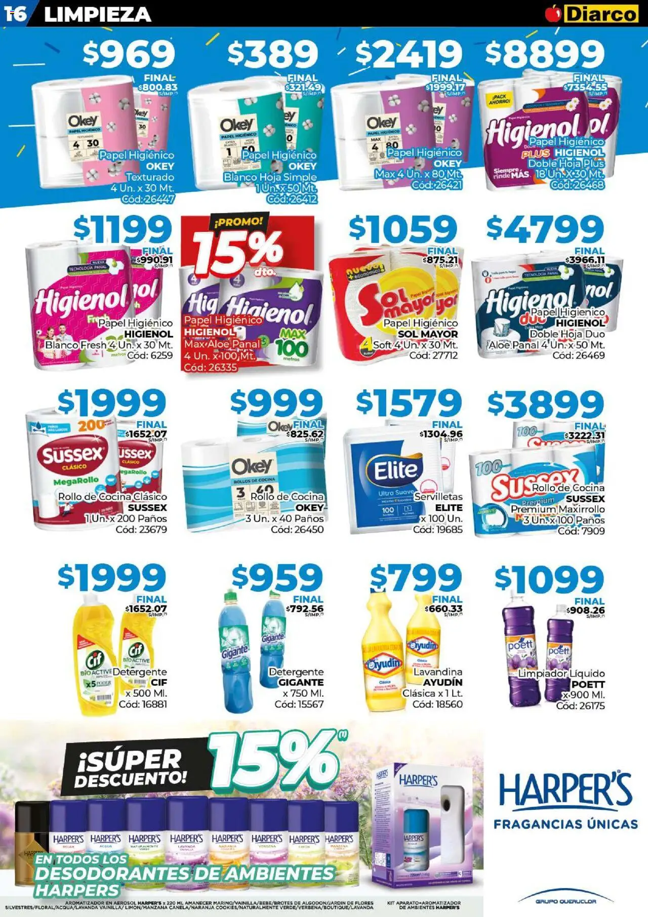 Diarco ofertas │ válido desde el 09.06.2025 | Página: 16 | Productos: Lavandina, Cocina, Detergente, Limón
