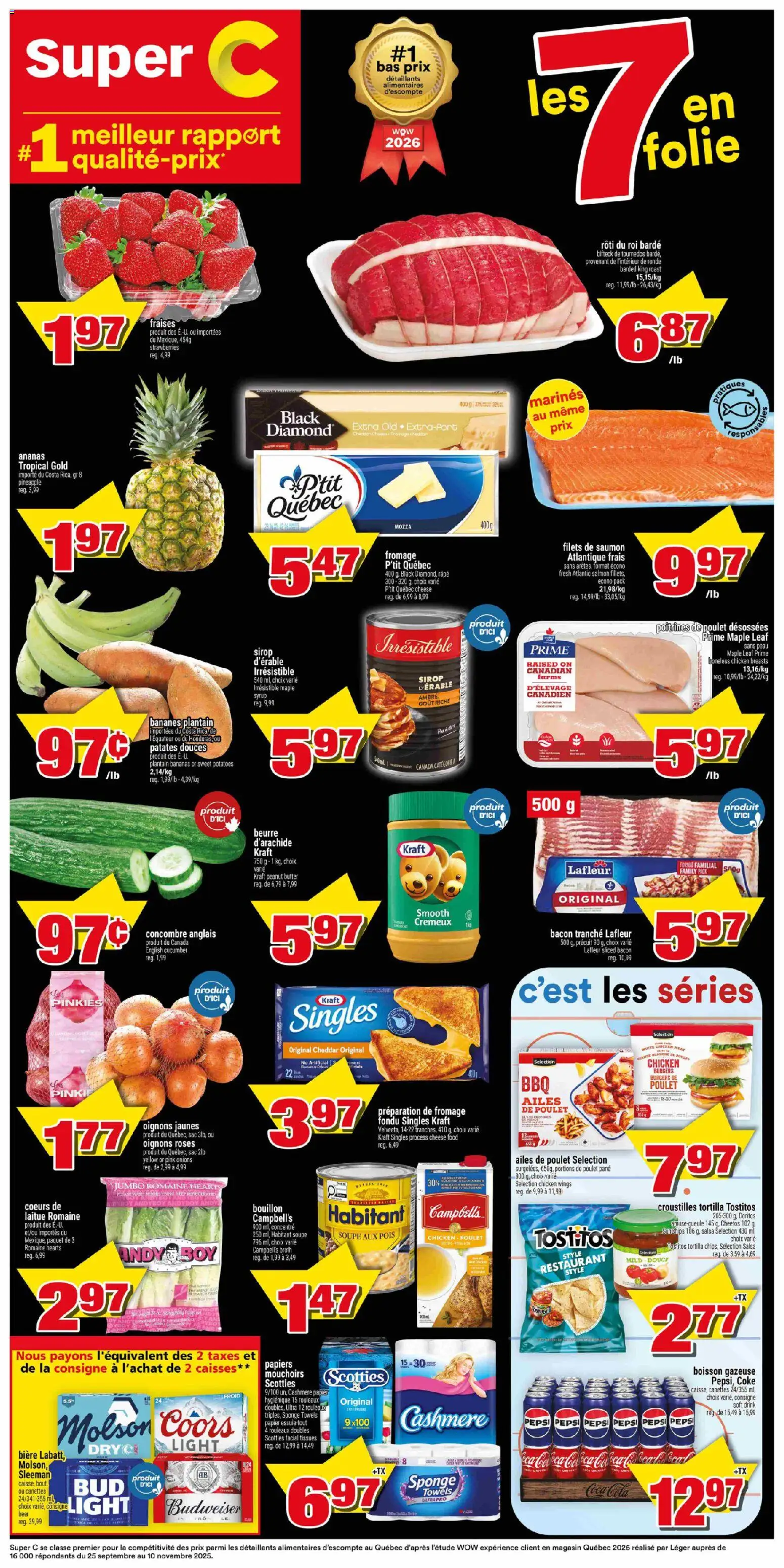 Super C flyer valid from 16.04.2026 | Page: 1 | Products: Pineapple, Strawberries, Chicken wings, Bananas
