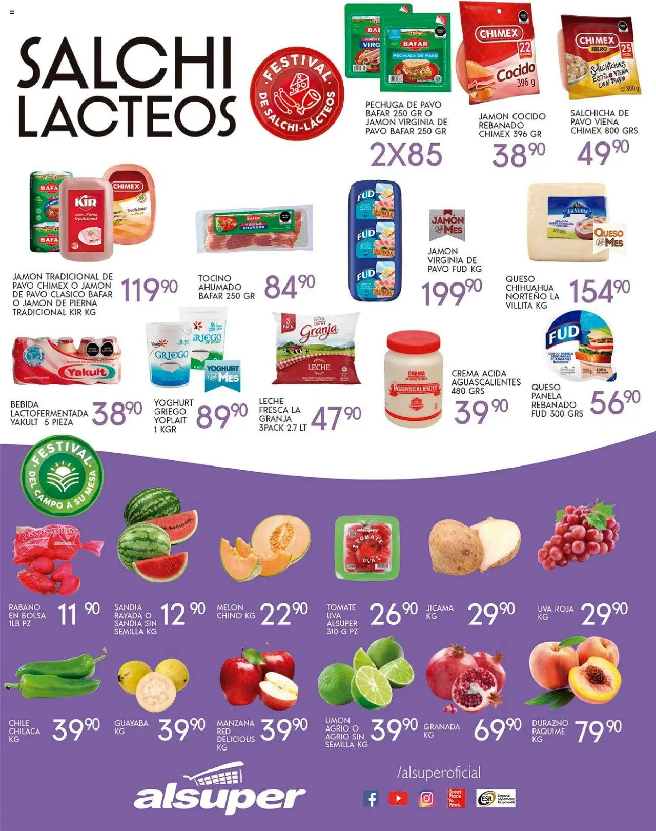 Nuevas ofertas de Alsuper válidas en toda la República Mexicana desde el 16.09.2025. ¡Encuentra las mejores ofertas en Alsuper - Folleto Zacatecas! | Página: 3 | Productos: Tocino, Tomate, Queso, Jamón