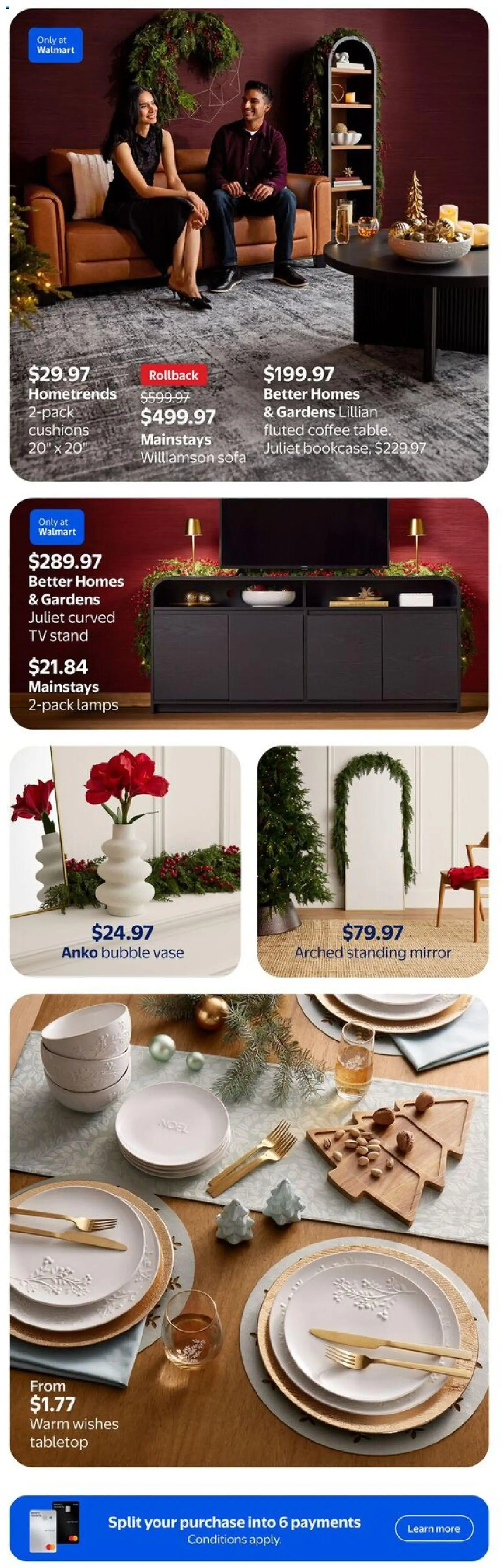 Walmart flyer valid from 27.11.2025 | Page: 3 | Products: Tv, Coffee table, Table, Vase
