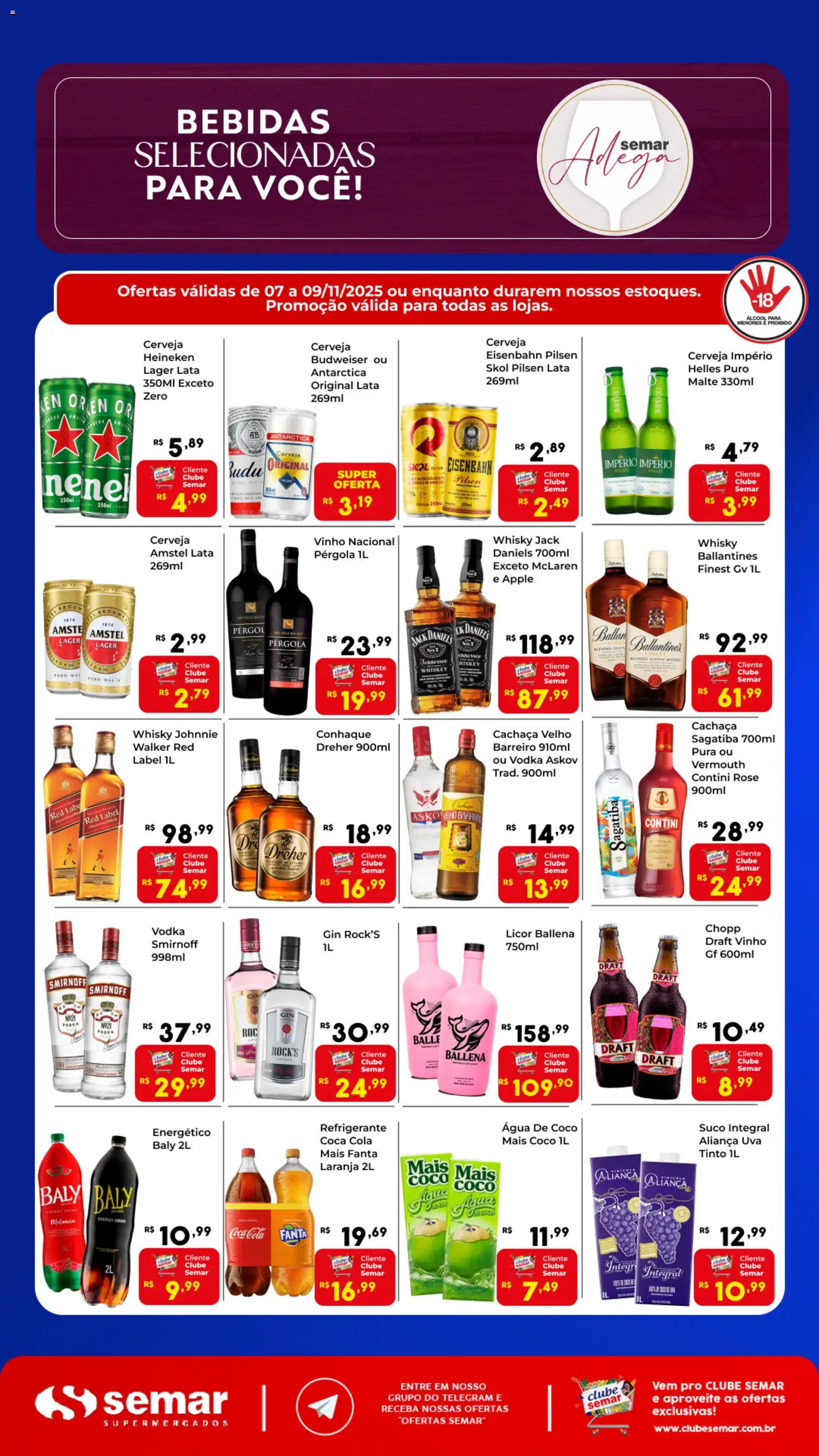 Semar Supermercado Folheto - válido de 07.11.2025 | Página: 1 | Produtos: Cerveja, Cerveja Heineken, Gin, Vodka