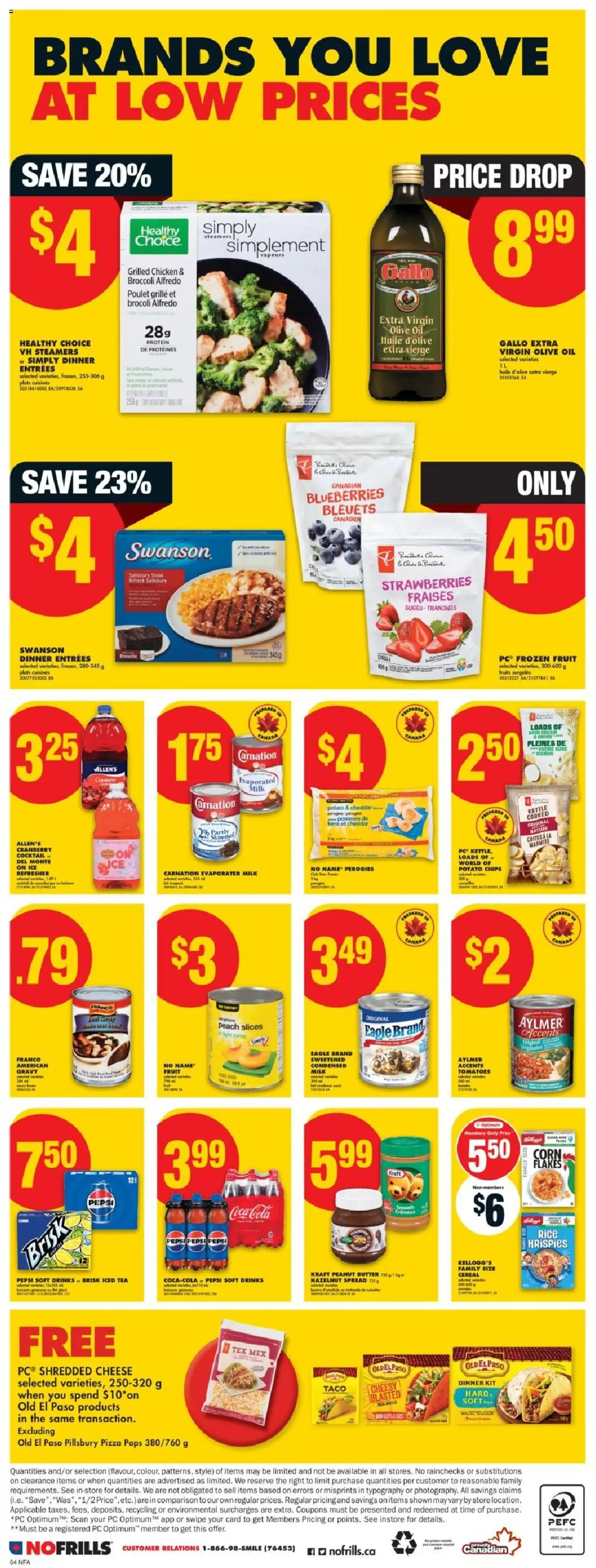 No Frills flyer valid from 25.09.2025 | Page: 5 | Products: Strawberries, Chips, Cream, Cheese