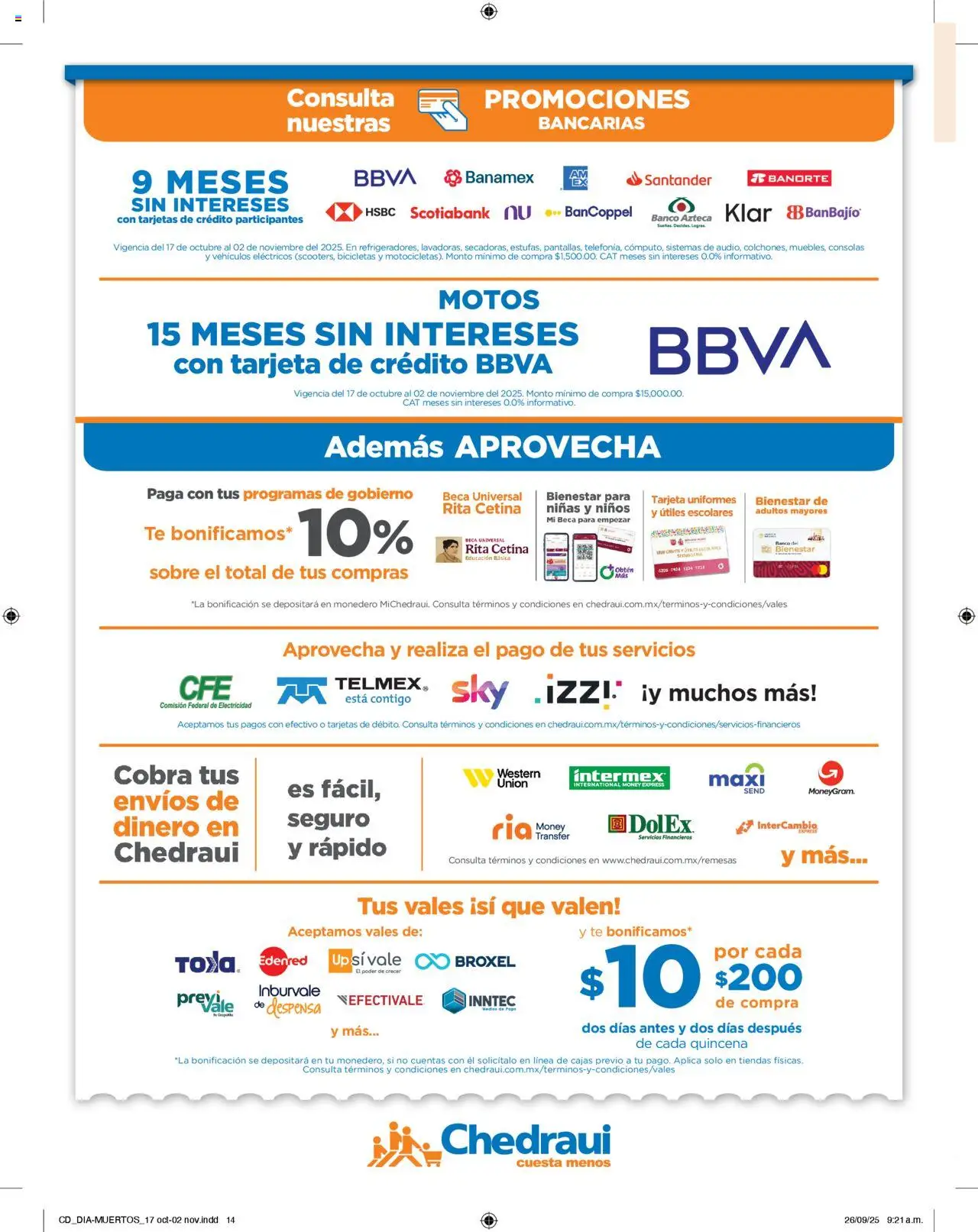 Nuevas ofertas de Chedraui válidas en toda la República Mexicana desde el 17.10.2025. ¡Encuentra las mejores ofertas en Chedraui folleto Este Halloween hazlo divertido! | Página: 14 | Productos: Monedero, Banco, Despensa, Té