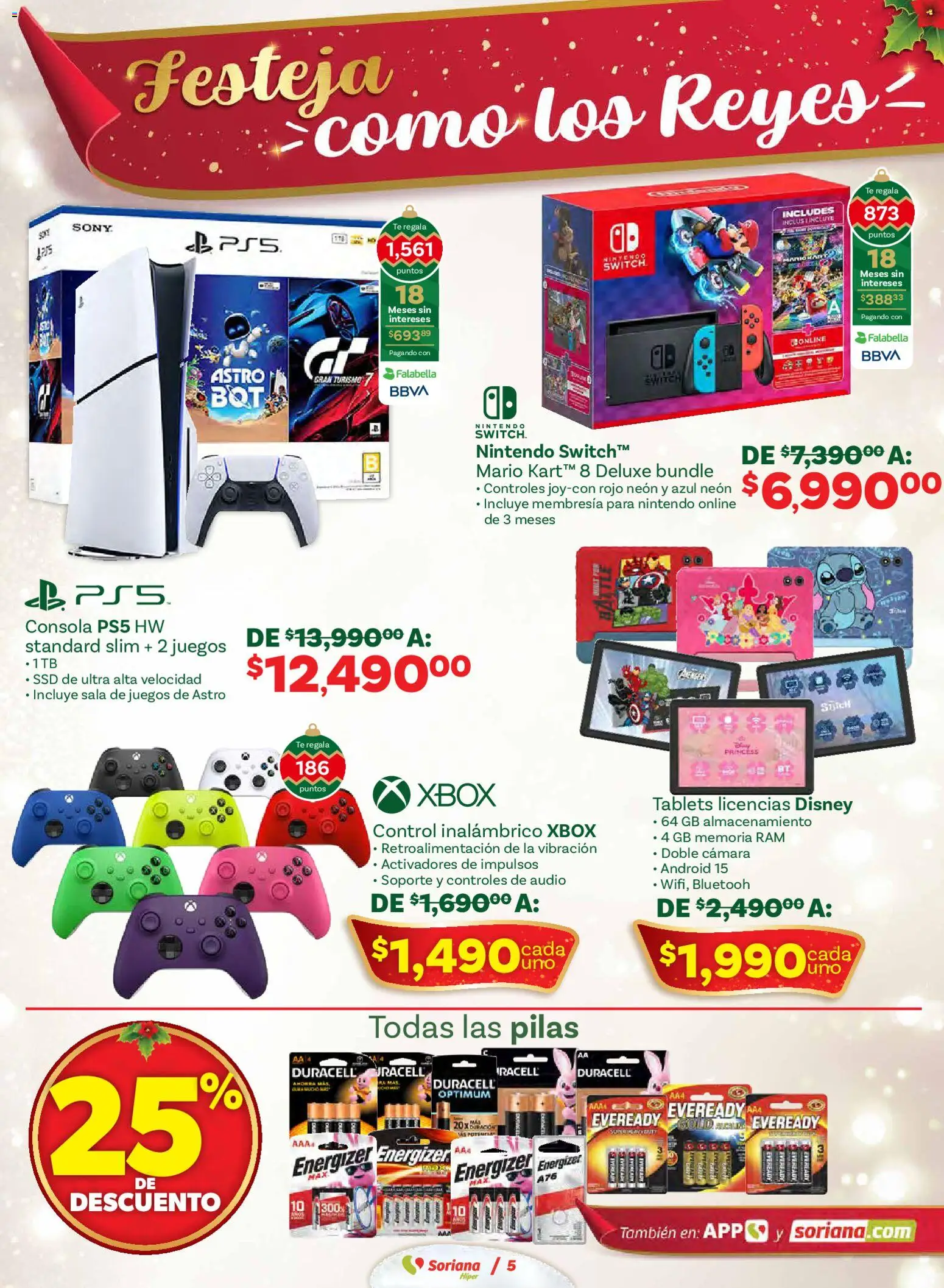 Nuevas ofertas de Soriana válidas en toda la República Mexicana desde el 02.01.2026. ¡Encuentra las mejores ofertas en Soriana - Festeja como los Reyes Híper Nacional! | Página: 5 | Productos: Audio, Cámara, Té, Xbox