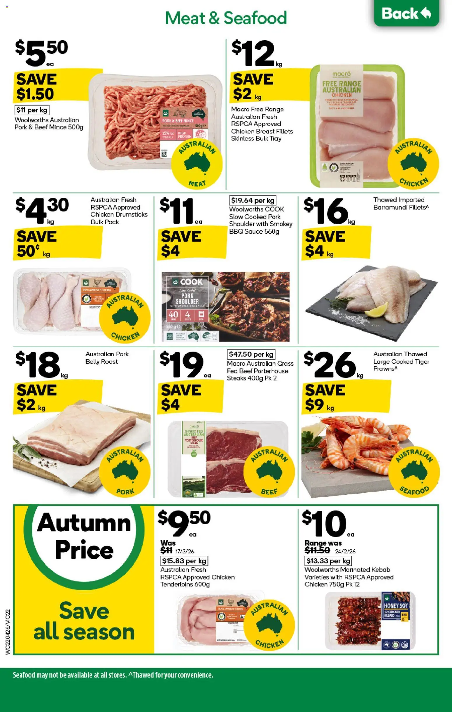 Woolworths catalogue - valid from 22.04.2026 | Page: 22 | Products: Grass, Chicken, Sauce, Seafood