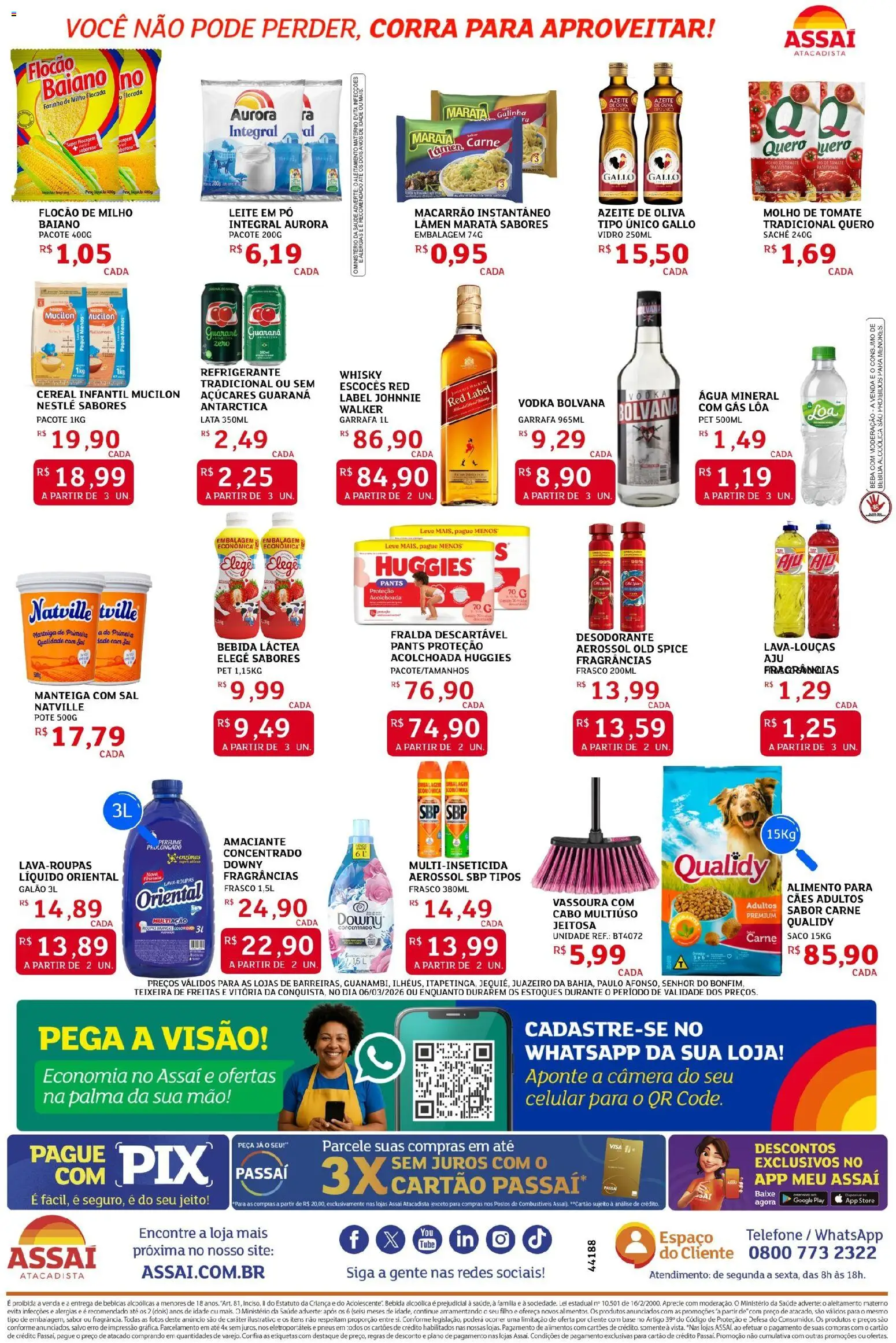 Assaí Atacadista Folheto - válido de 06.03.2026 | Página: 2 | Produtos: Pneus, Água mineral, Mucilon, Azeite