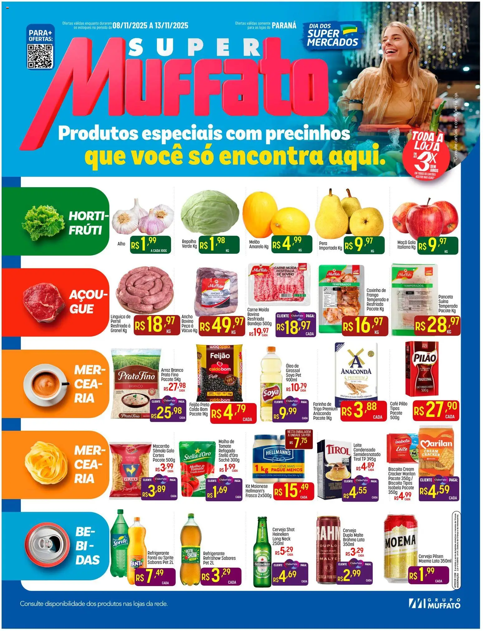 Super Muffato Folheto - válido de 08.11.2025 | Página: 1 | Produtos: Linguiça, Cerveja, Bandeja, Maionese