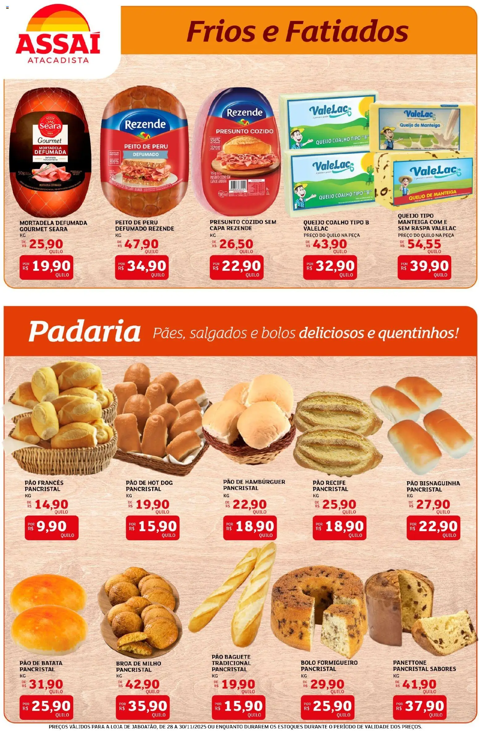 Assaí Atacadista Folheto - válido de 28.11.2025 | Página: 6 | Produtos: Pernil, Mortadela, Bolo, Hambúrguer