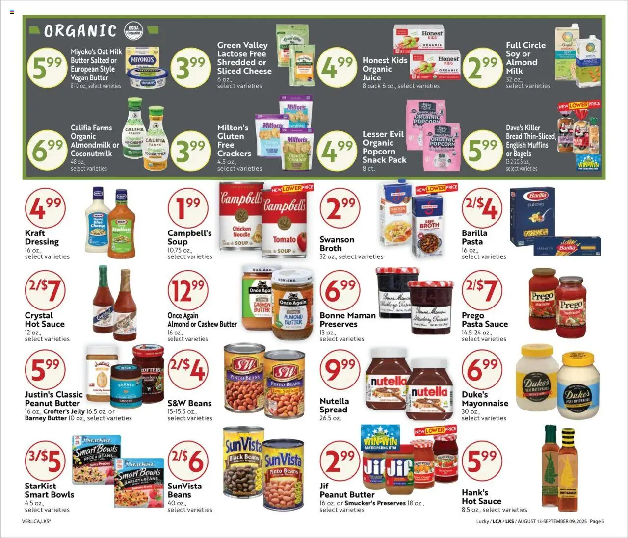Lucky Supermarkets Big Monthly Deals - valid from 13.08.2025 | Page: 5 | Products: Cheese, Pasta, Mayonnaise, Sauce