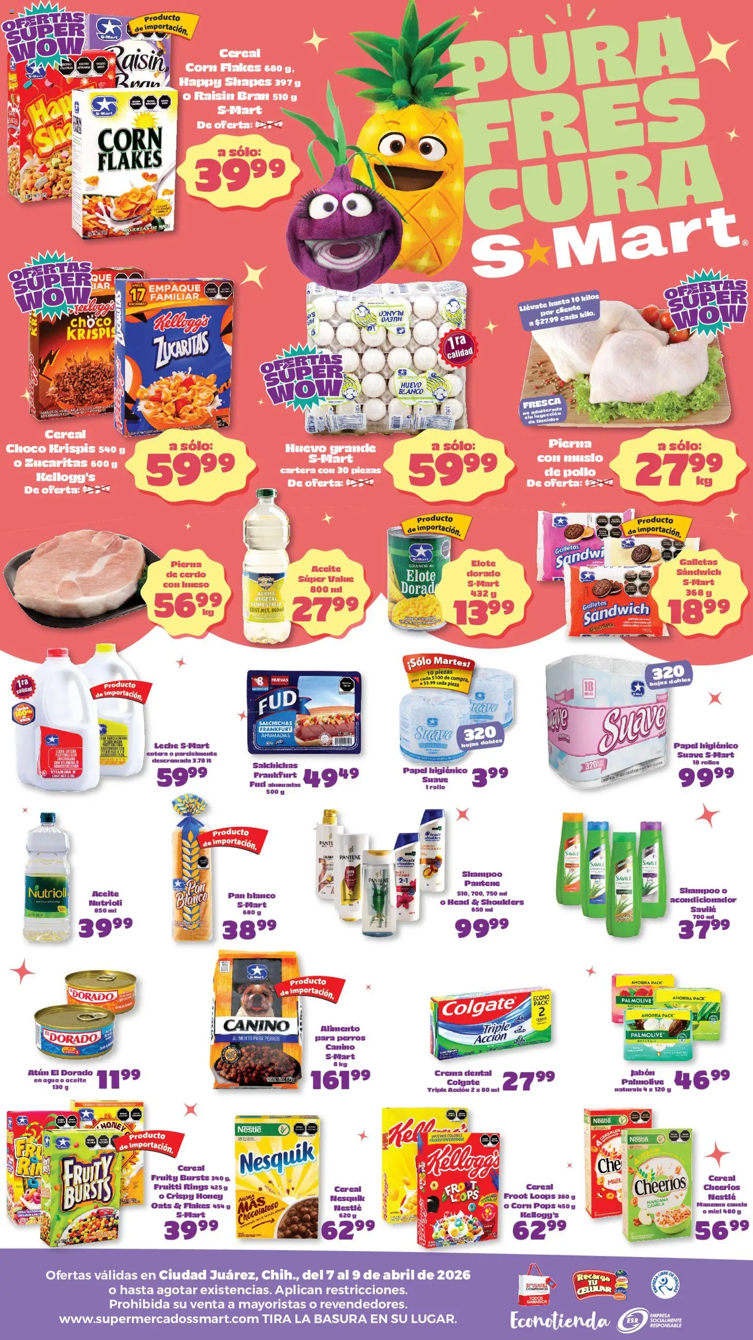 Nuevas ofertas de S-Mart válidas en toda la República Mexicana desde el 07.04.2026. ¡Encuentra las mejores ofertas en S-Mart folleto Juárez! | Página: 2 | Productos: Maíz, Crema, Manzana, Agua