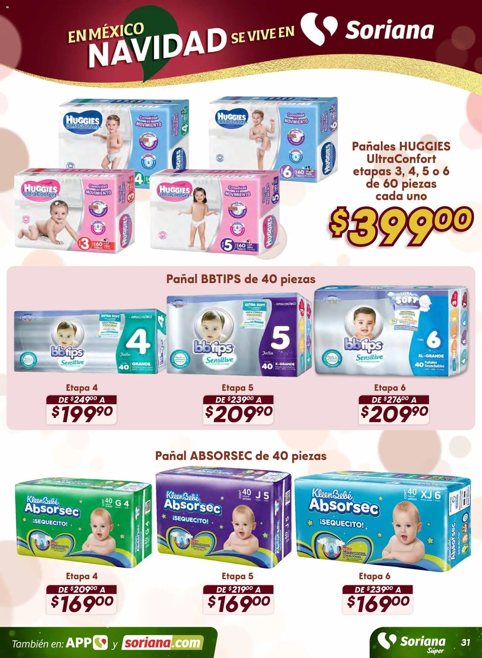 Nuevas ofertas de Soriana válidas en toda la República Mexicana desde el 18.11.2025. ¡Encuentra las mejores ofertas en Soriana - Preciazazaso Súper: Frontera Chia, Q. Roo! | Página: 31 | Productos: Pañales