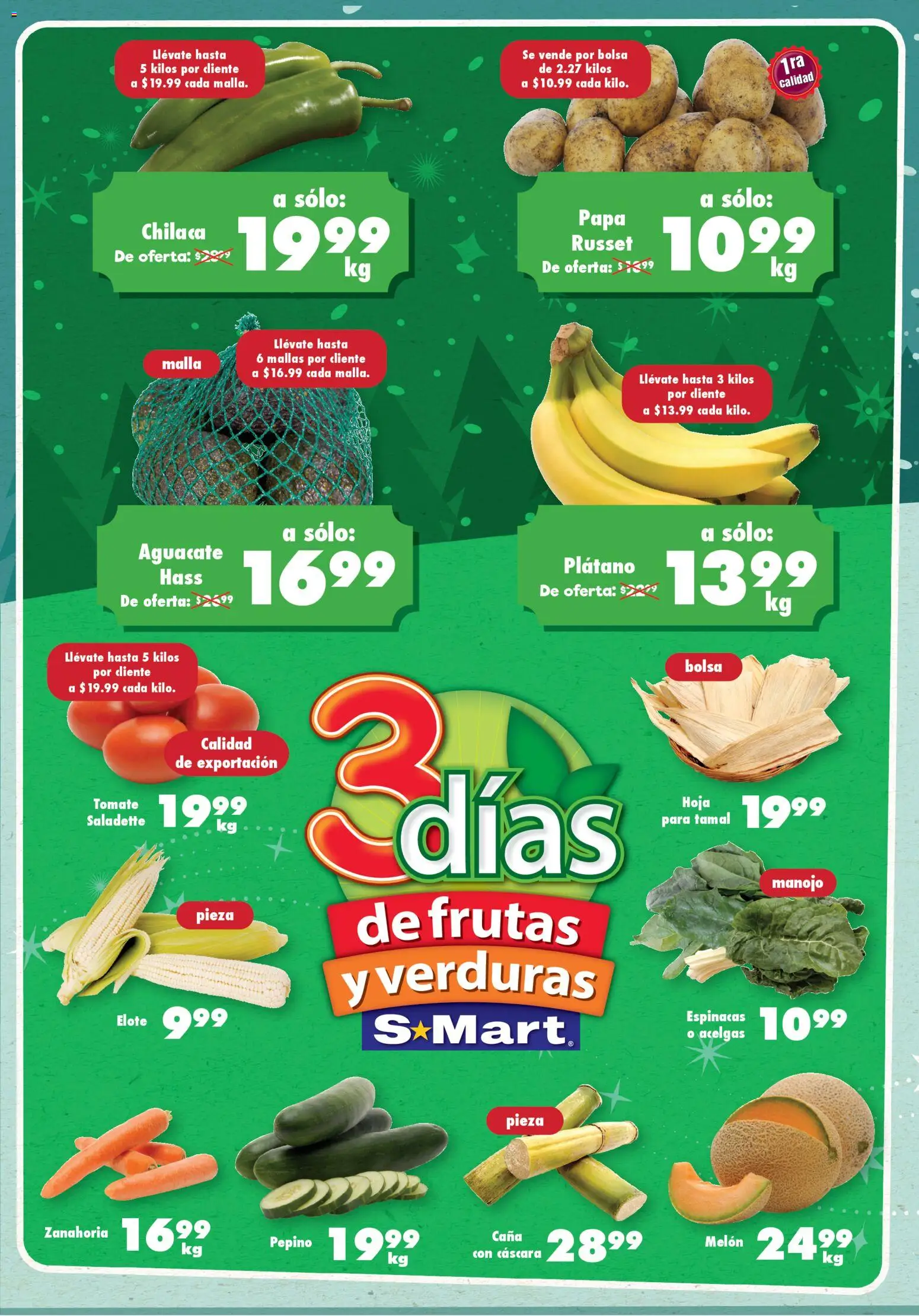 Nuevas ofertas de S-Mart válidas en toda la República Mexicana desde el 09.12.2025. ¡Encuentra las mejores ofertas en S-Mart folleto Chihuahua! | Página: 1 | Productos: Papa, Bolsa, Mallas, Zanahoria