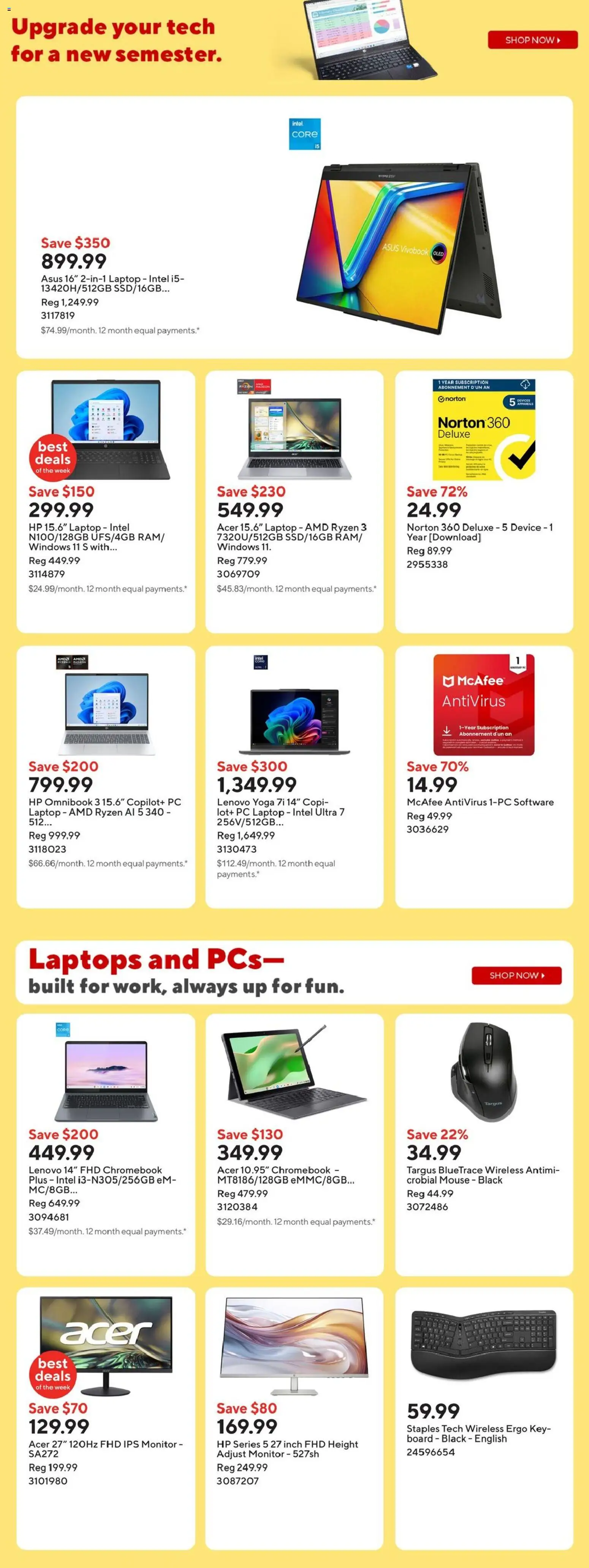 Staples flyer valid from 09.01.2026 | Page: 3 | Products: Monitor, PC, Mouse