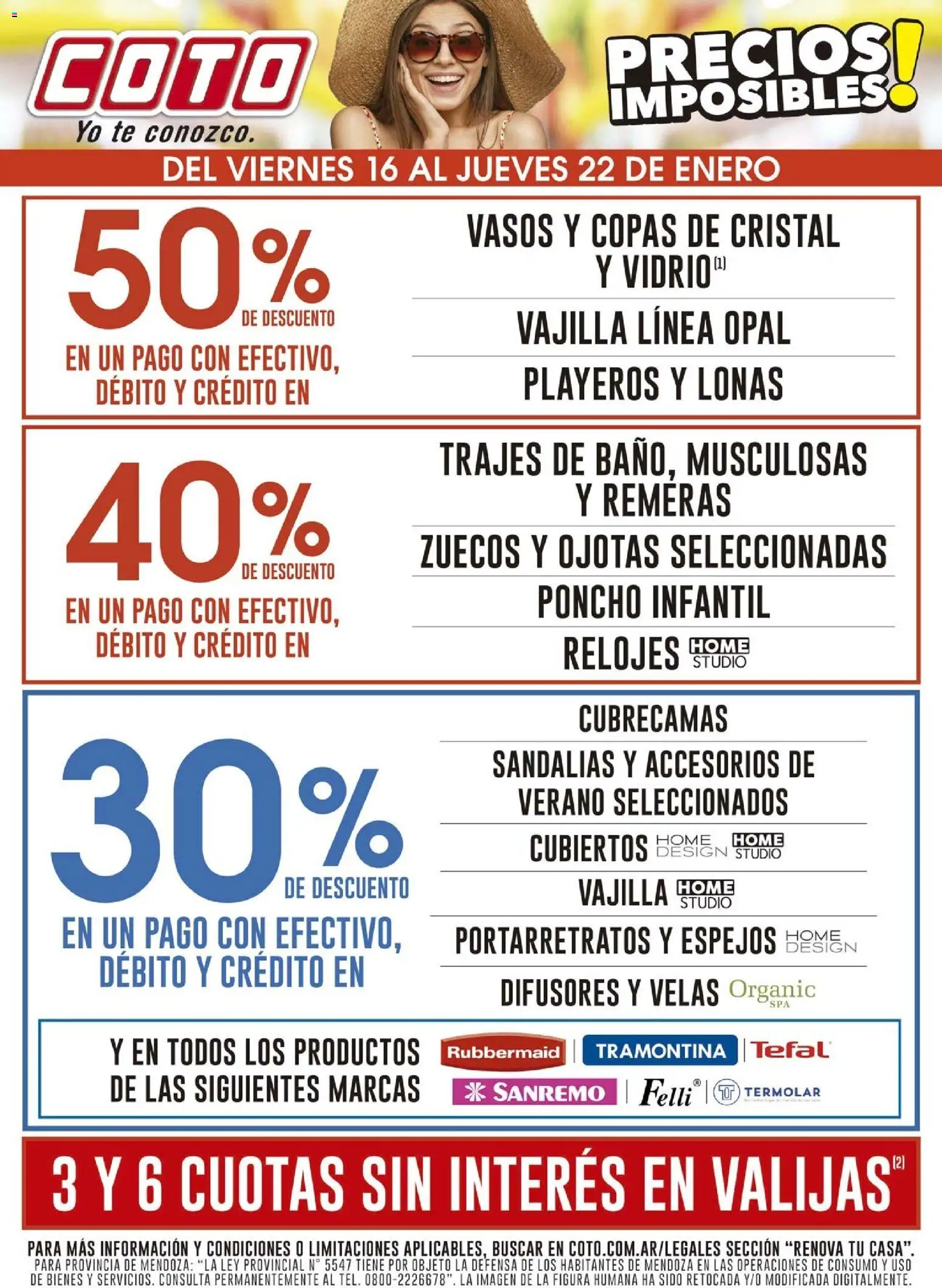 Coto - Renova │ válido desde el 16.01.2026 | Página: 1 | Productos: Zuecos, Ojotas, Té, Vasos