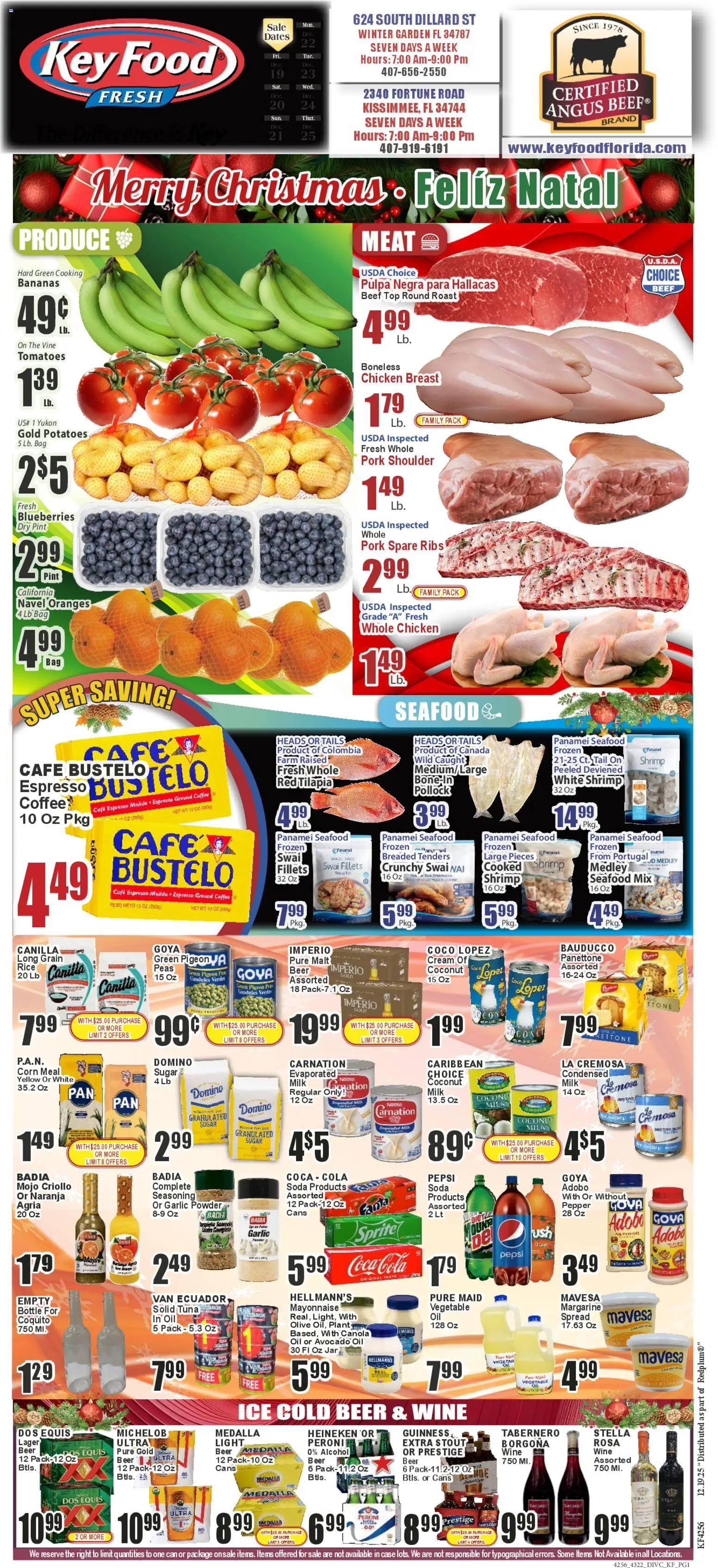 Key Food Weekly Ad - valid from 22.12.2025 | Page: 1 | Products: Pork, Tomatoes, Bananas, Mayonnaise