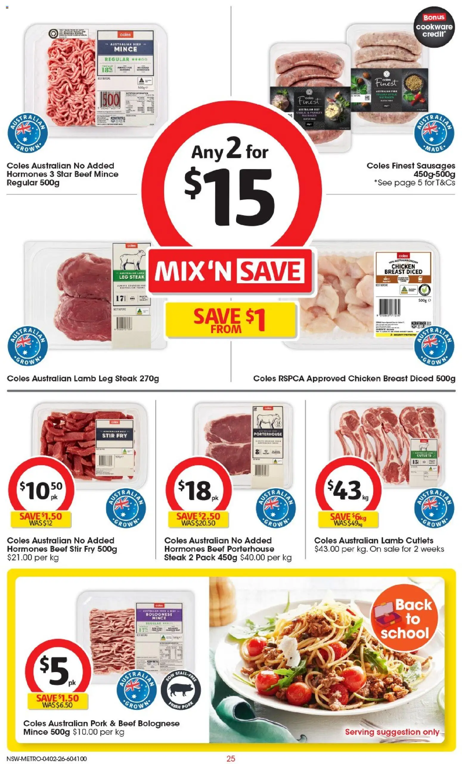 Coles catalogue - valid from 04.02.2026 | Page: 25 | Products: Pork, Lamb, Cookware, Steak