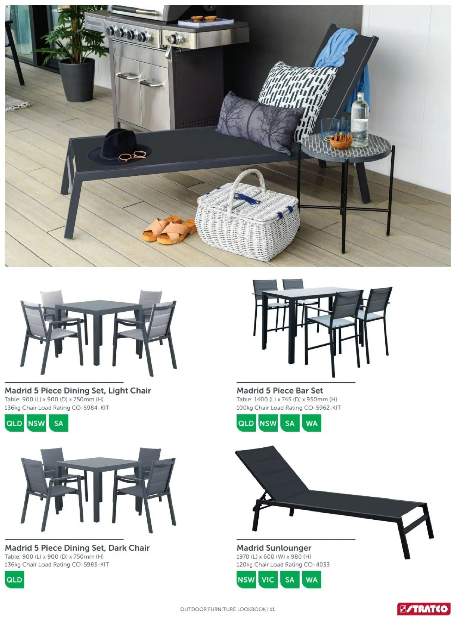 Stratco catalogue - valid from 04.12.2025 | Page: 11 | Products: Table, Chair, Light, Outdoor furniture