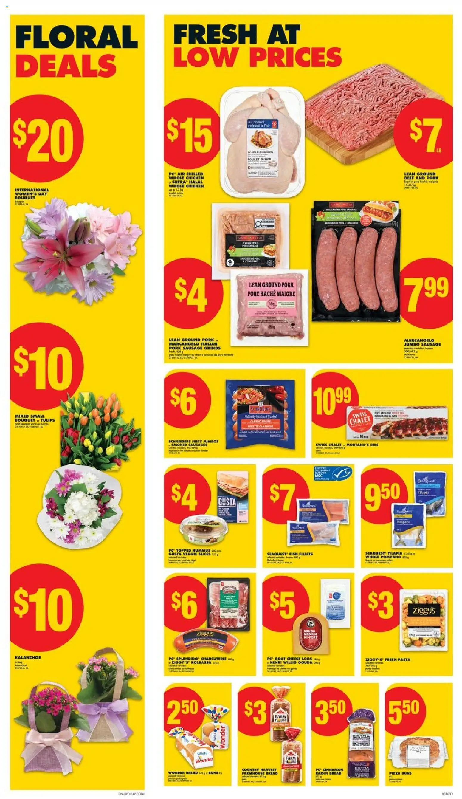 No Frills flyer valid from 05.03.2026 | Page: 3 | Products: Fish, Cheese, Pizza, Chicken