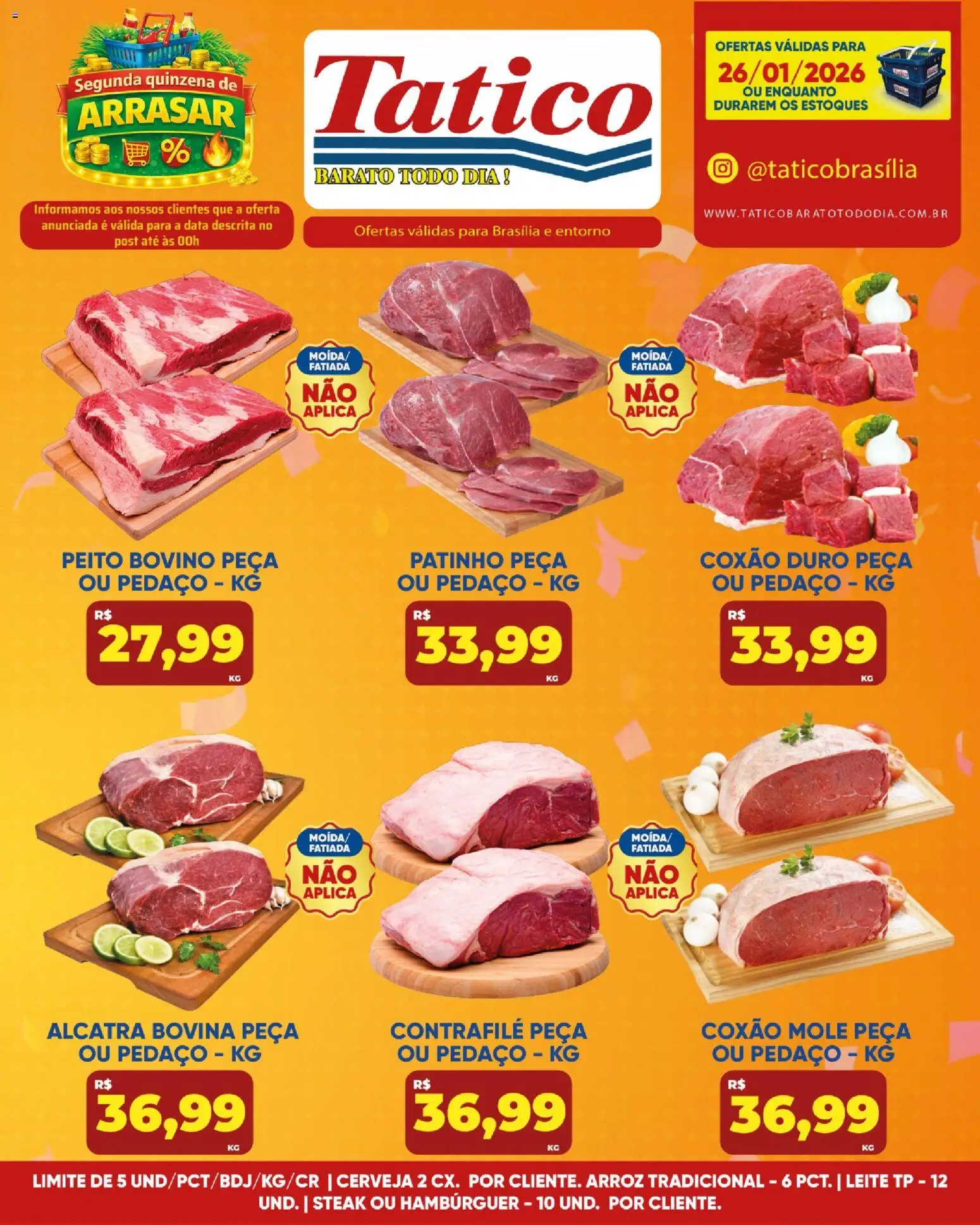 Tatico Folheto - válido de 26.01.2026 | Página: 11 | Produtos: Alcatra, Cerveja, Arroz, Hambúrguer