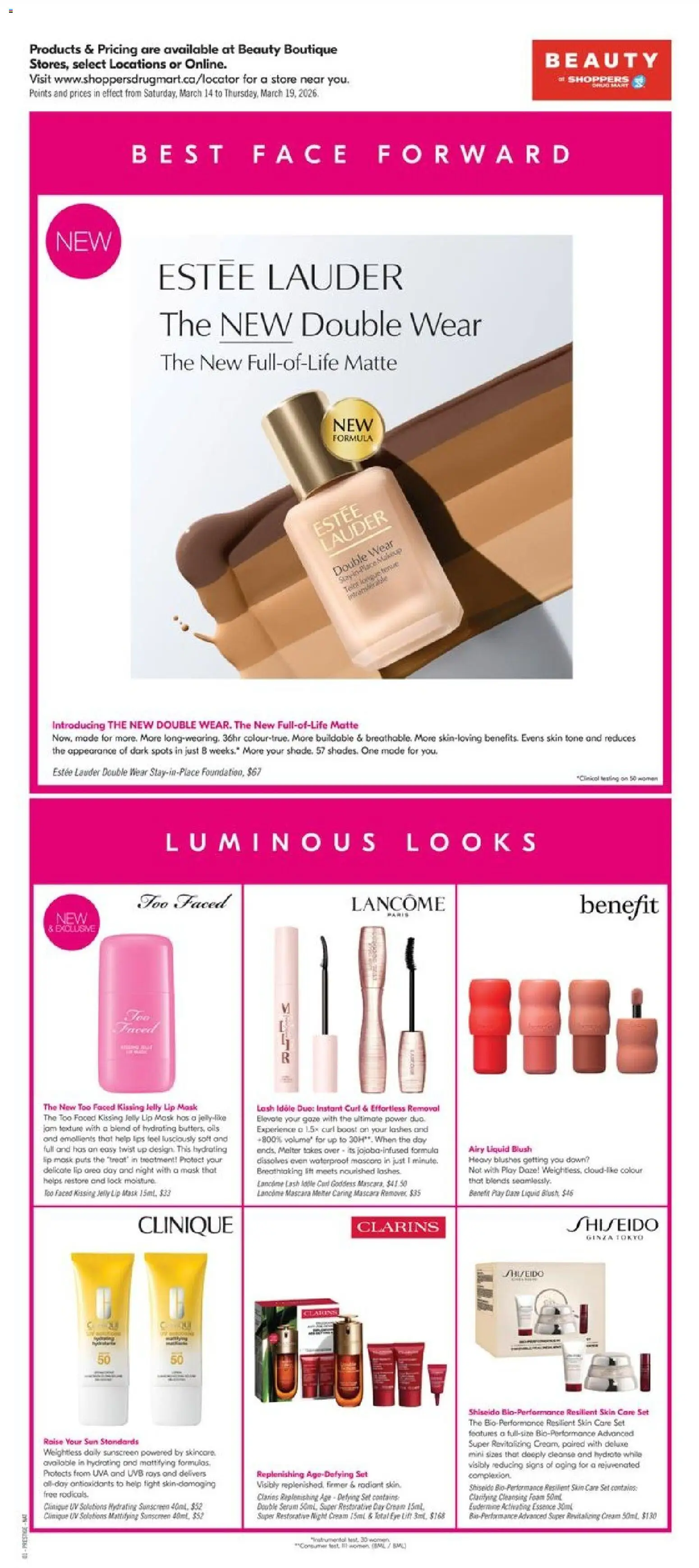 Shoppers flyer valid from 13.03.2026 | Page: 9 | Products: Cream, Blush, Mascara, Sunscreen